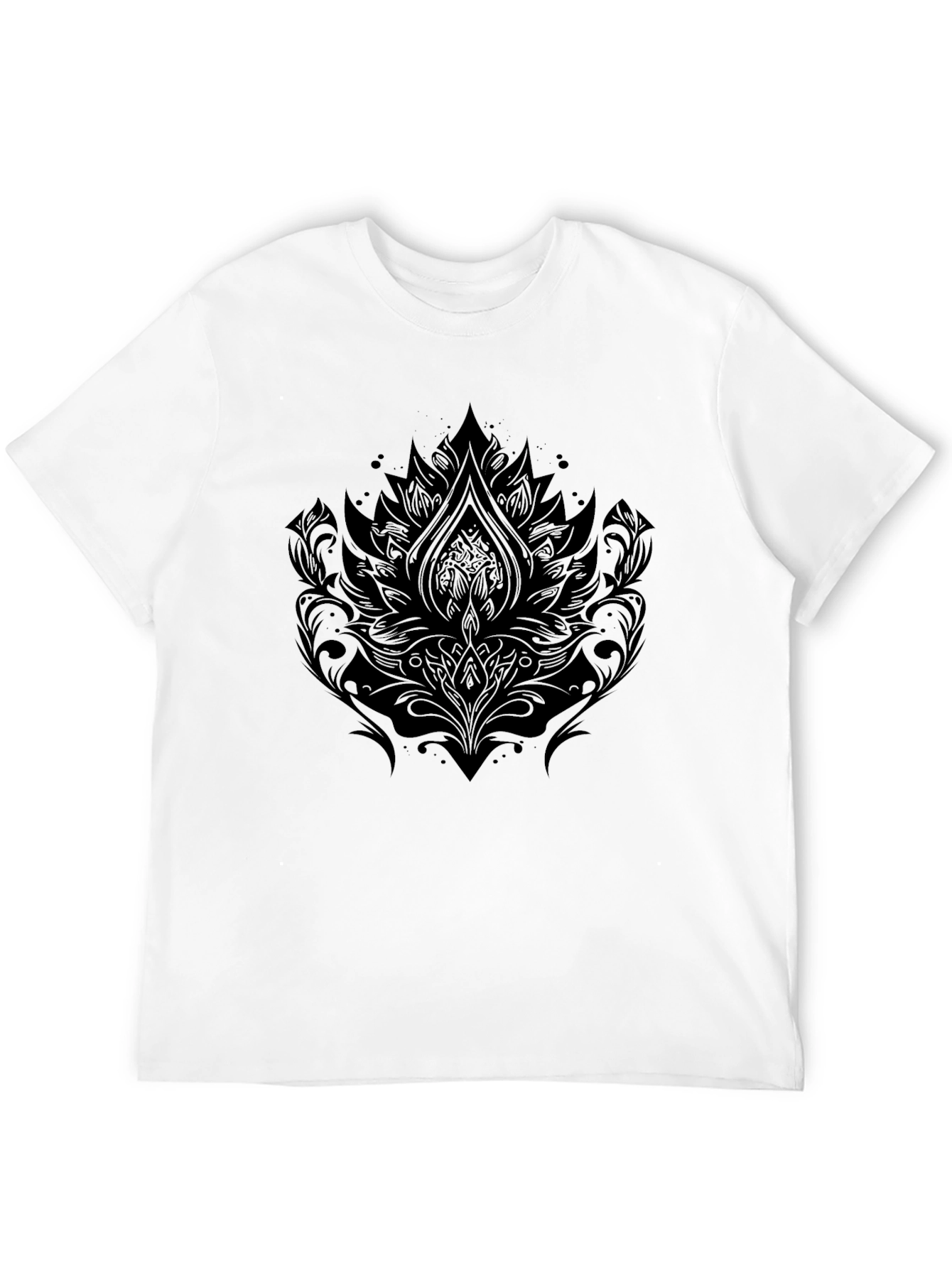 Camiseta Negra Hombre con Diseño Floral