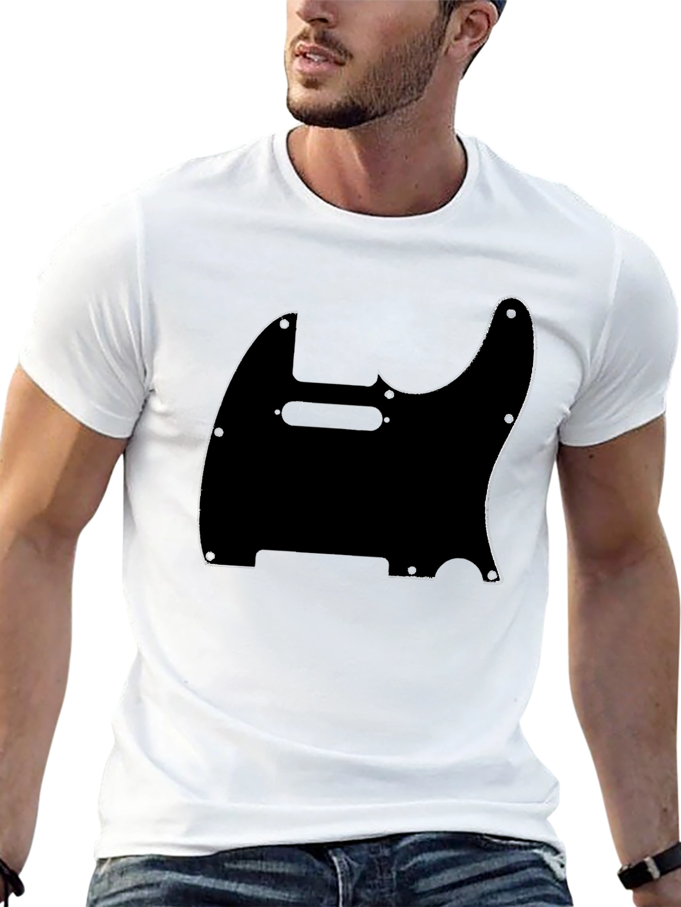 Camiseta Negra con Diseño de Guitarra Telecaster