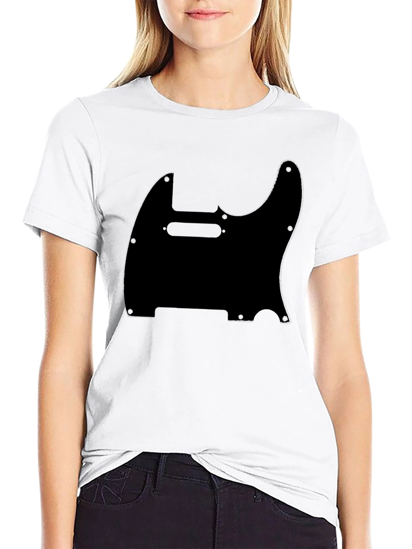 Camiseta Negra con Diseño de Guitarra Telecaster