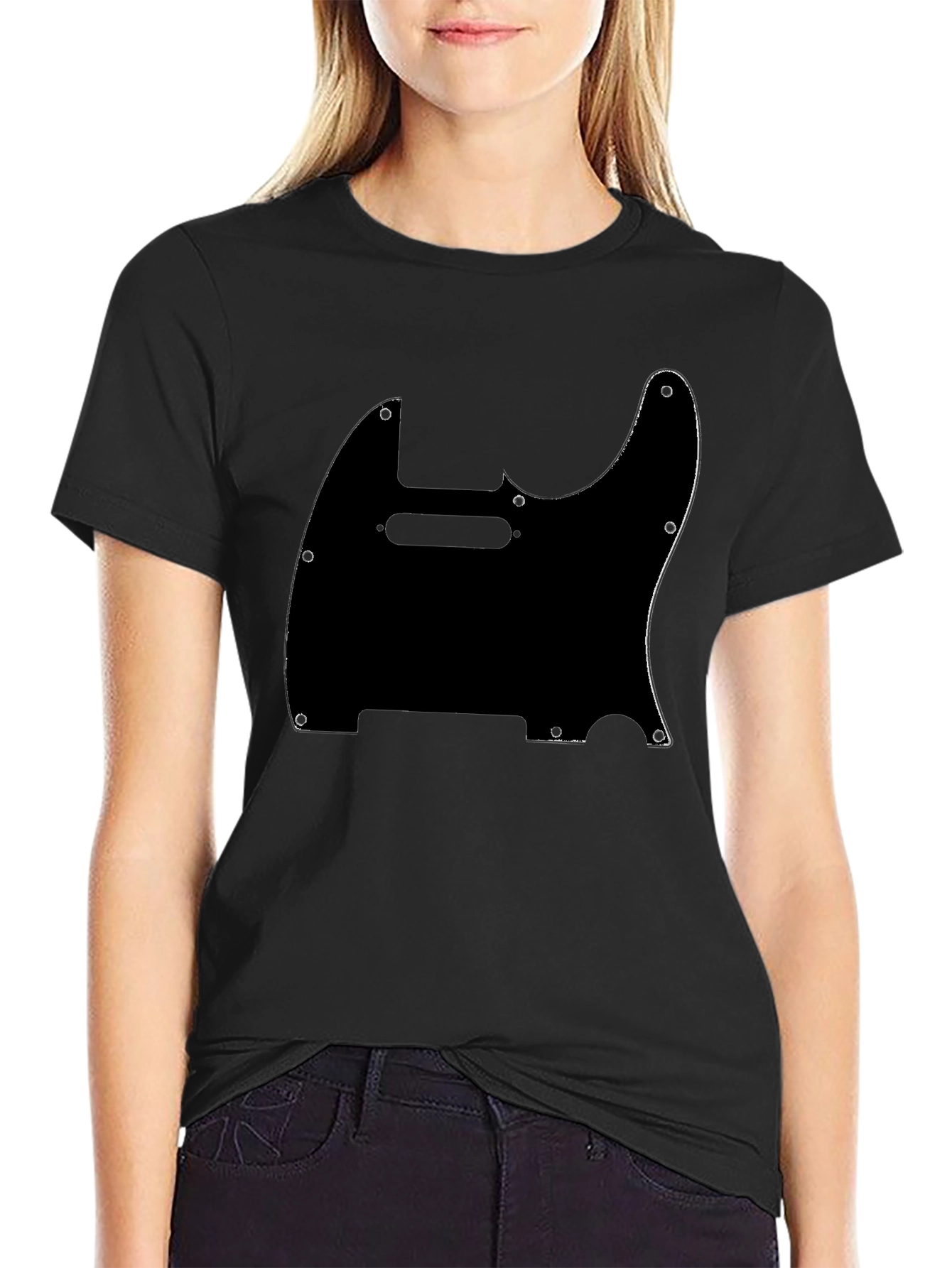 Camiseta Negra con Diseño de Guitarra Telecaster