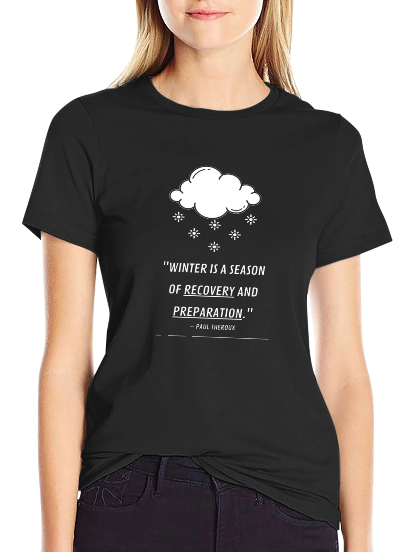 Camiseta Negra Cita Inspiradora Invierno