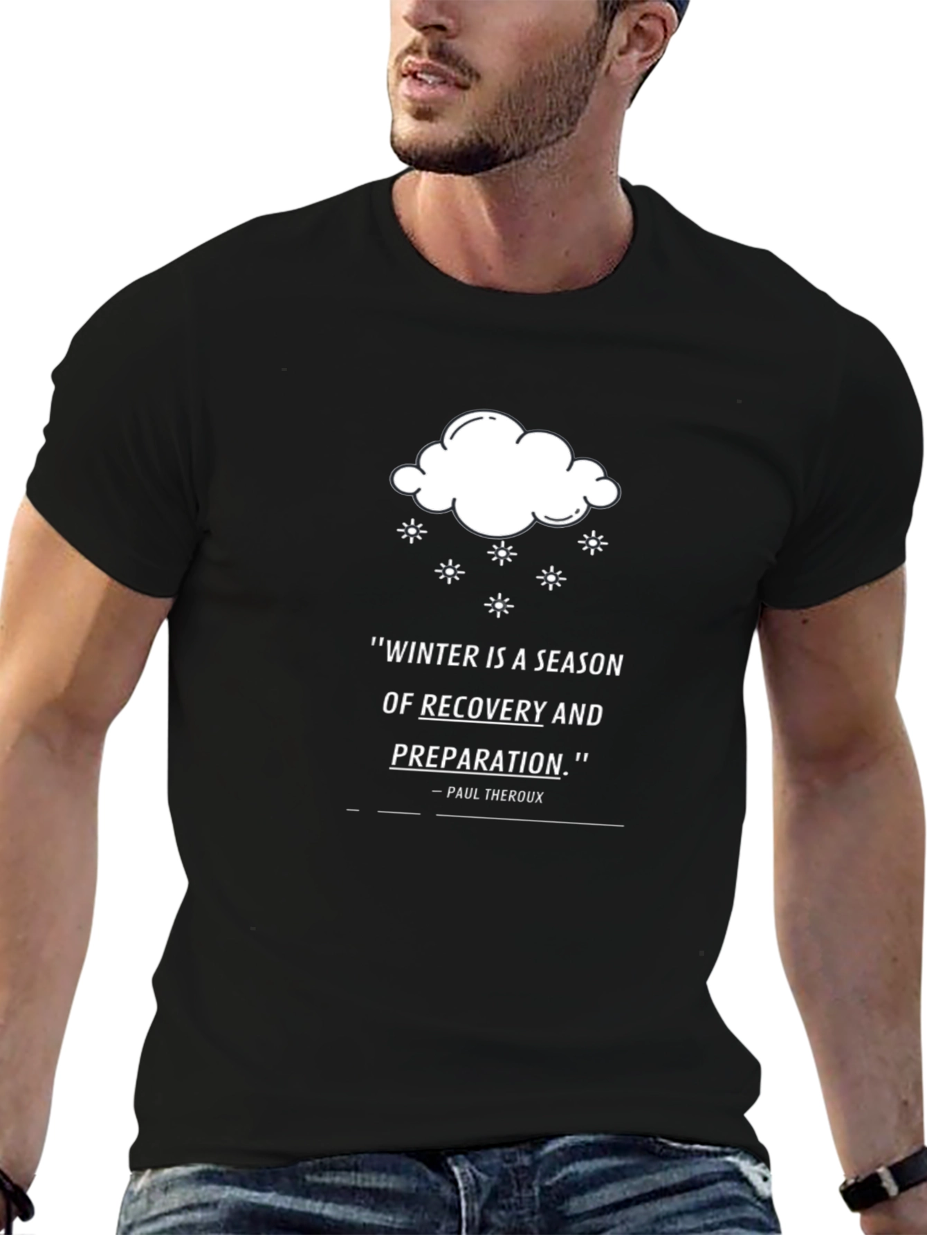 Camiseta Negra Cita Inspiradora Invierno