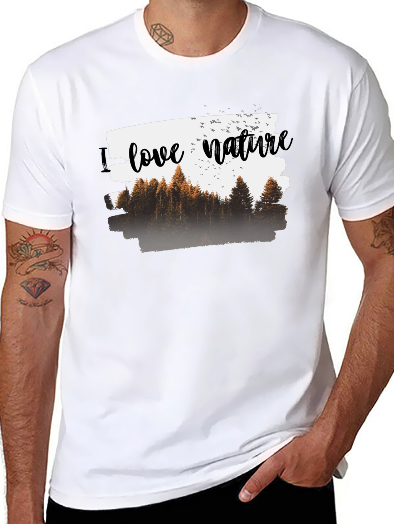 Camiseta Negra Hombre - Amo la Naturaleza