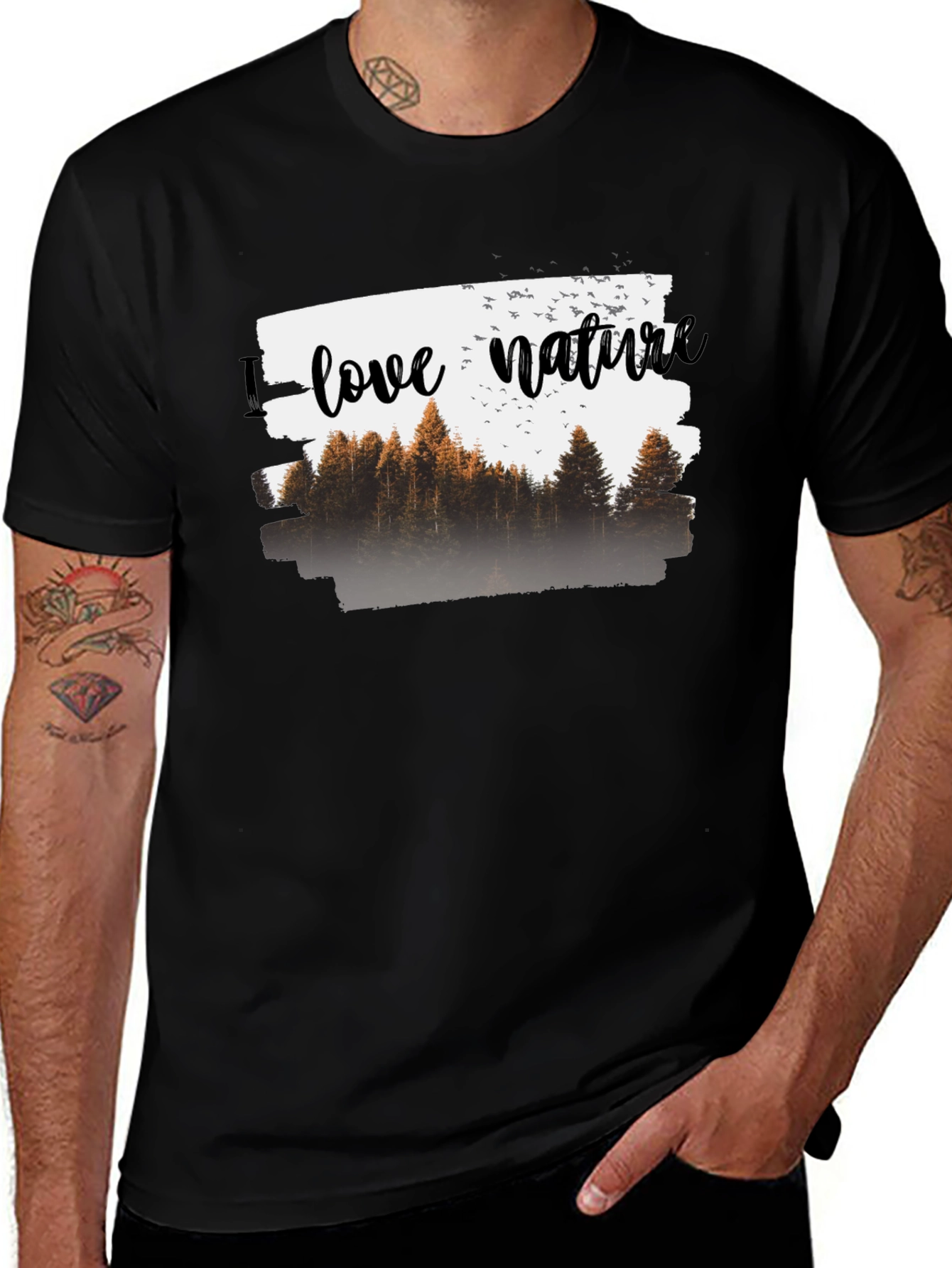 Camiseta Negra Hombre - Amo la Naturaleza