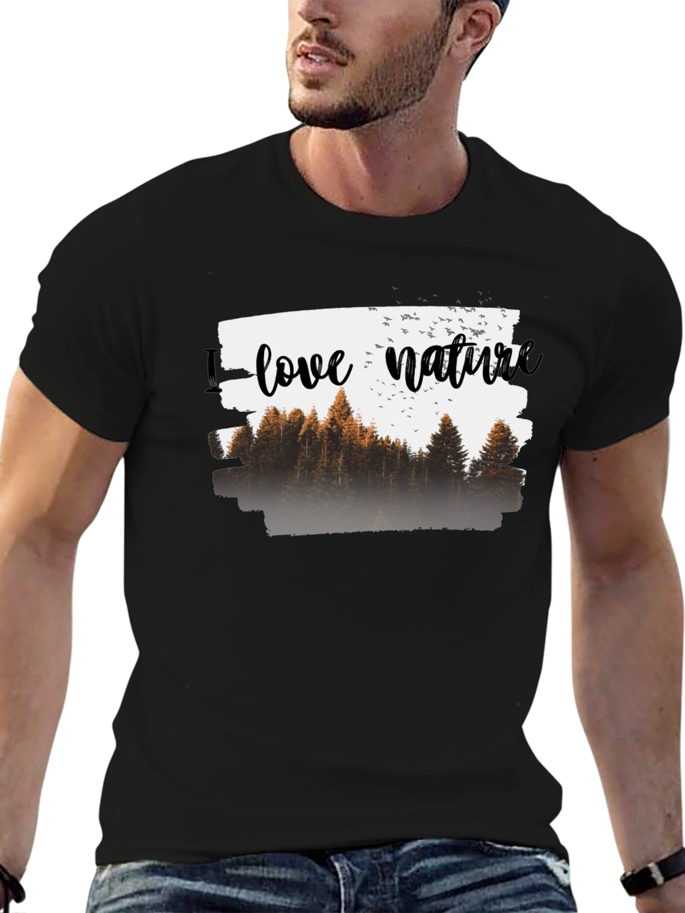 Camiseta Negra Hombre - Amo la Naturaleza