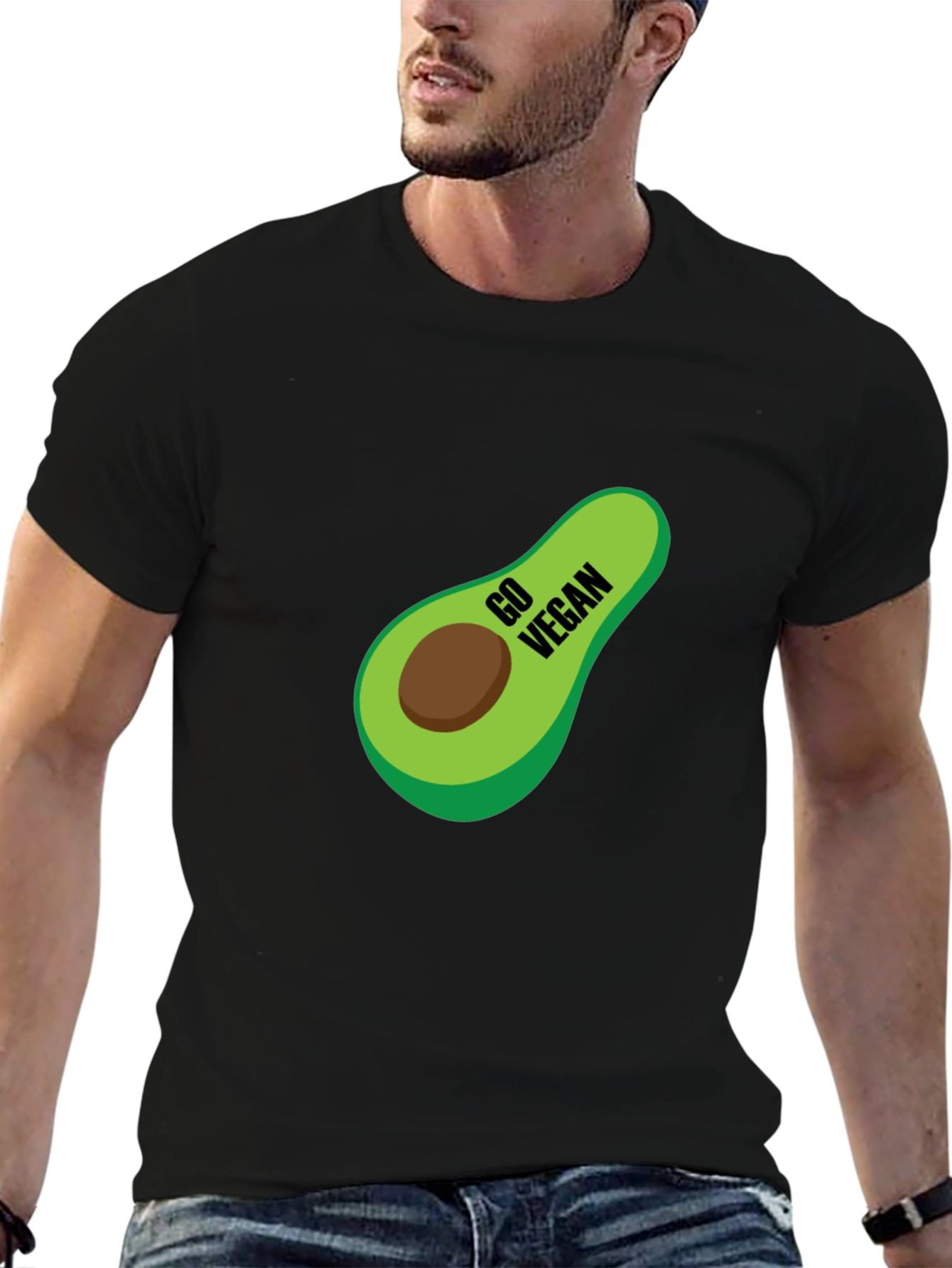 Camiseta Negra Vegana con Aguacate