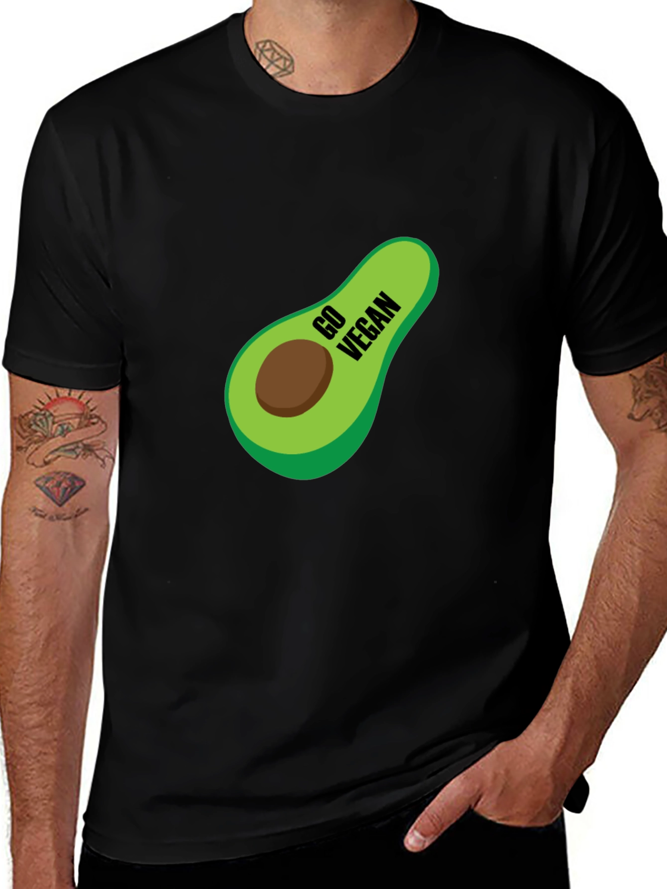 Camiseta Negra Vegana con Aguacate