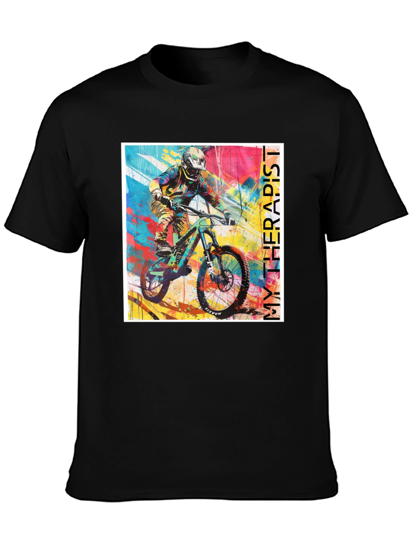Camiseta Negra My Therapist para Bicicleta de Montaña