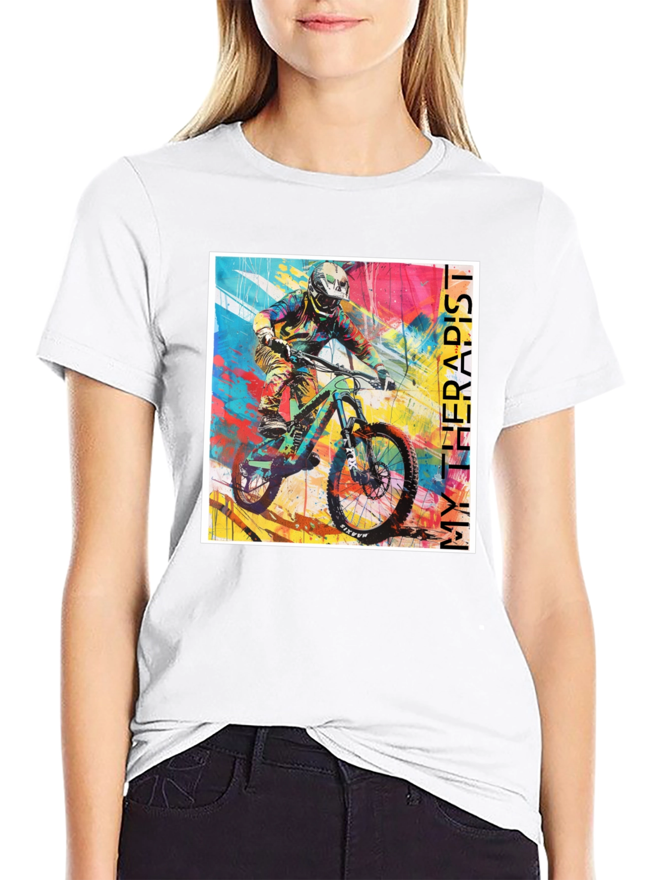 Camiseta Negra My Therapist para Bicicleta de Montaña