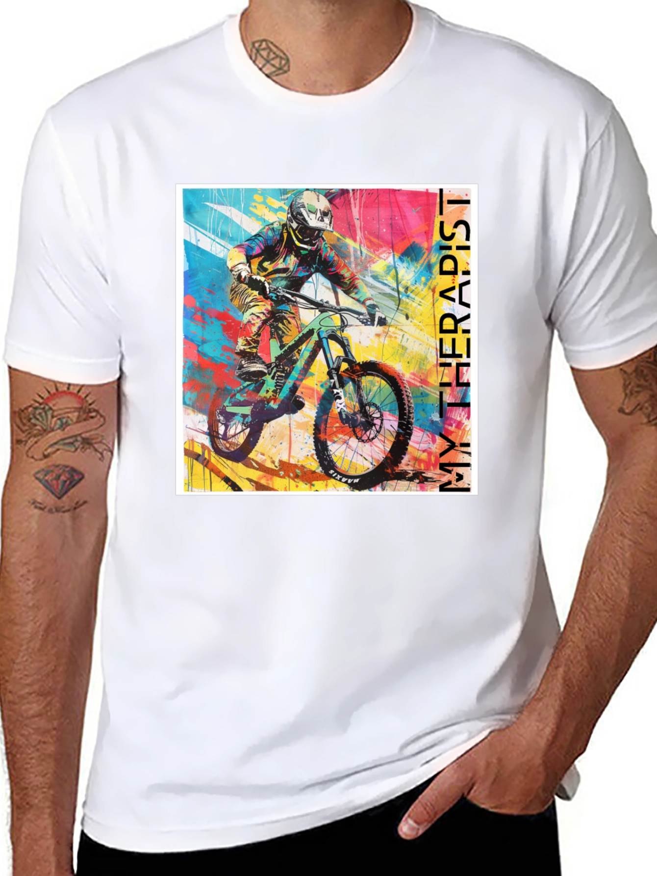 Camiseta Negra My Therapist para Bicicleta de Montaña