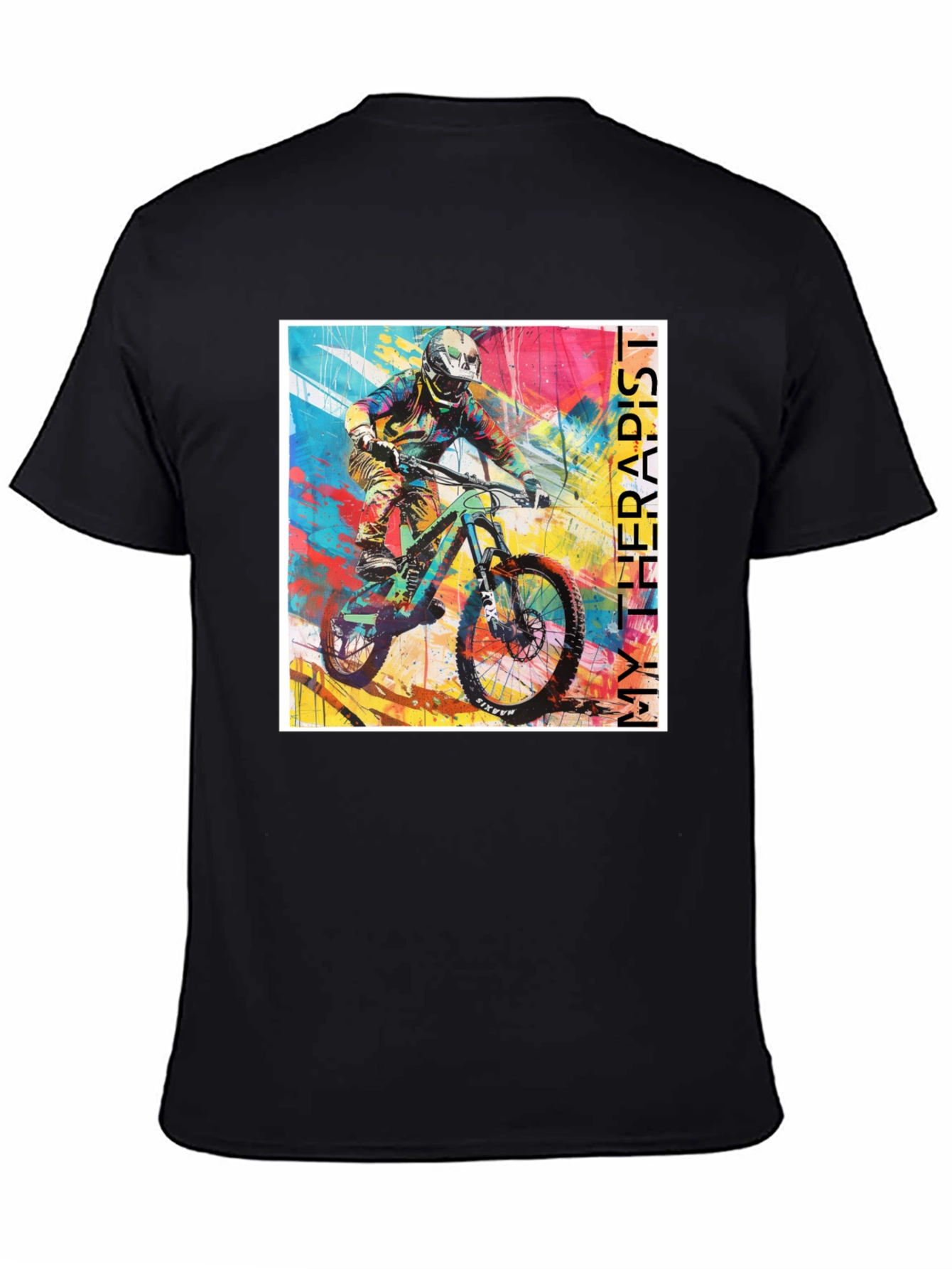 Camiseta Negra My Therapist para Bicicleta de Montaña
