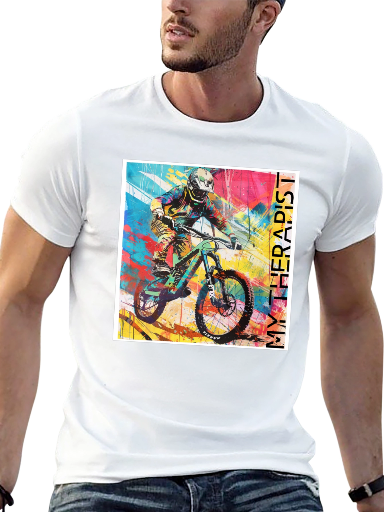 Camiseta Negra My Therapist para Bicicleta de Montaña