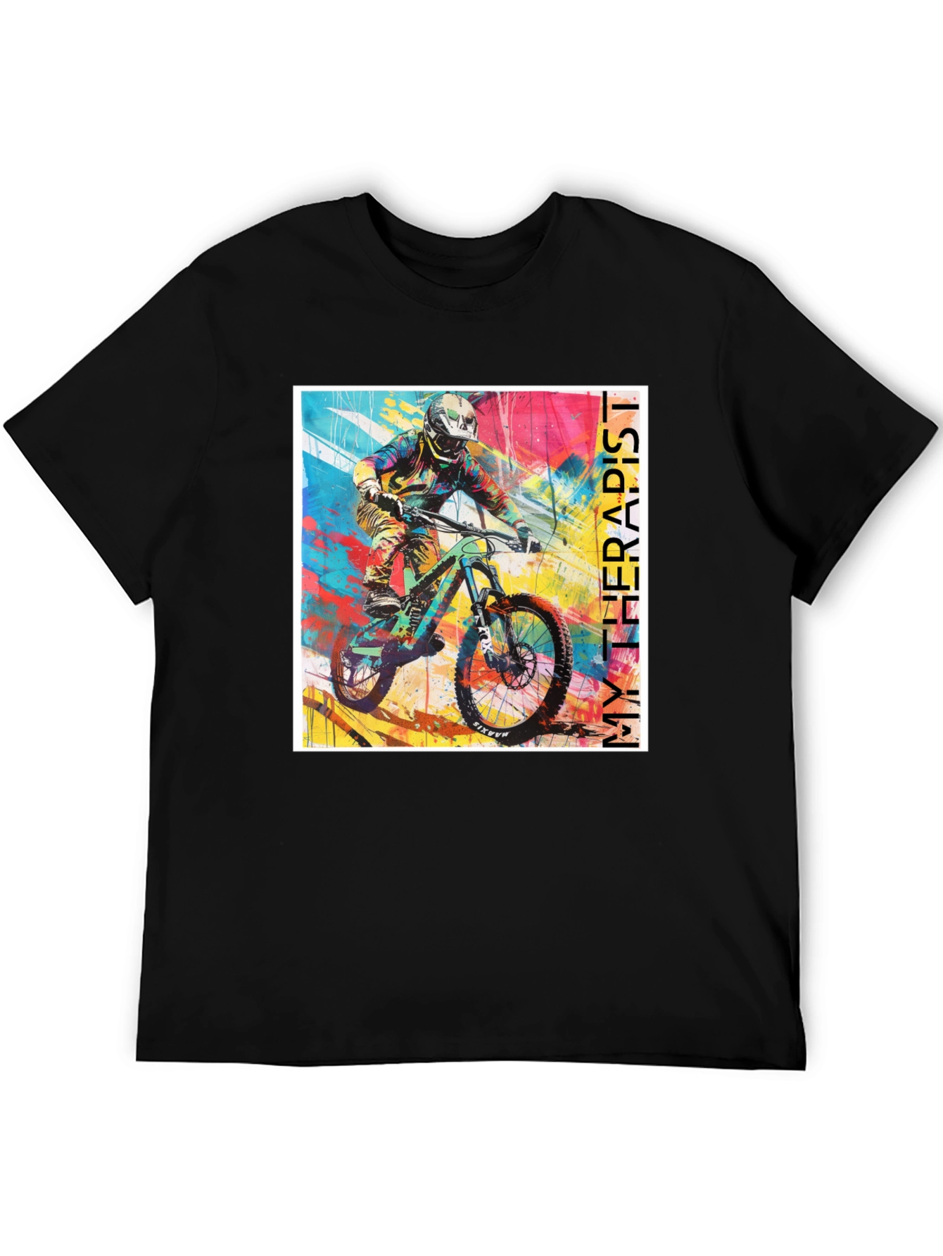 Camiseta Negra My Therapist para Bicicleta de Montaña