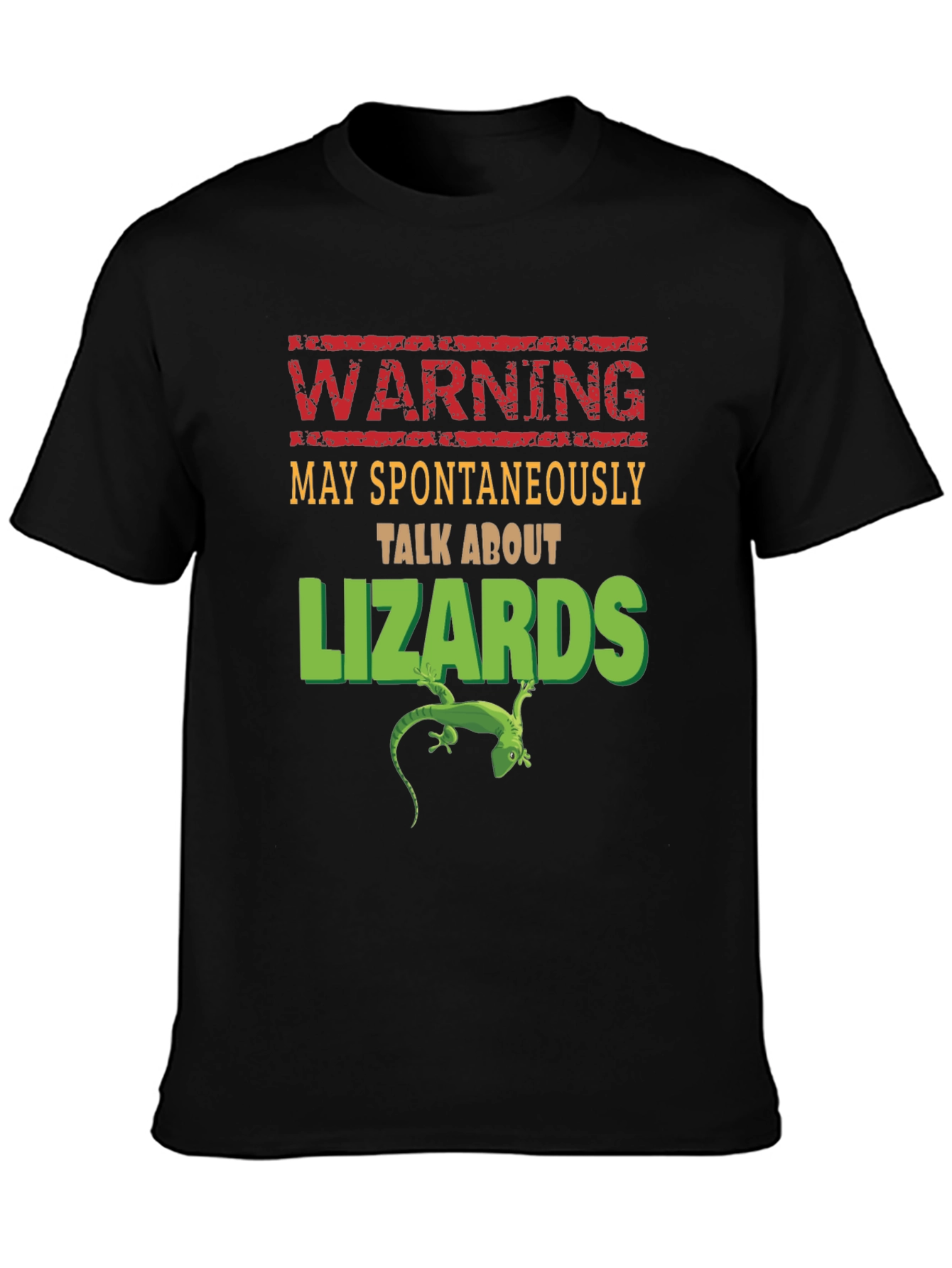 Camiseta Negra con Diseño de Advertencia de Lagartos