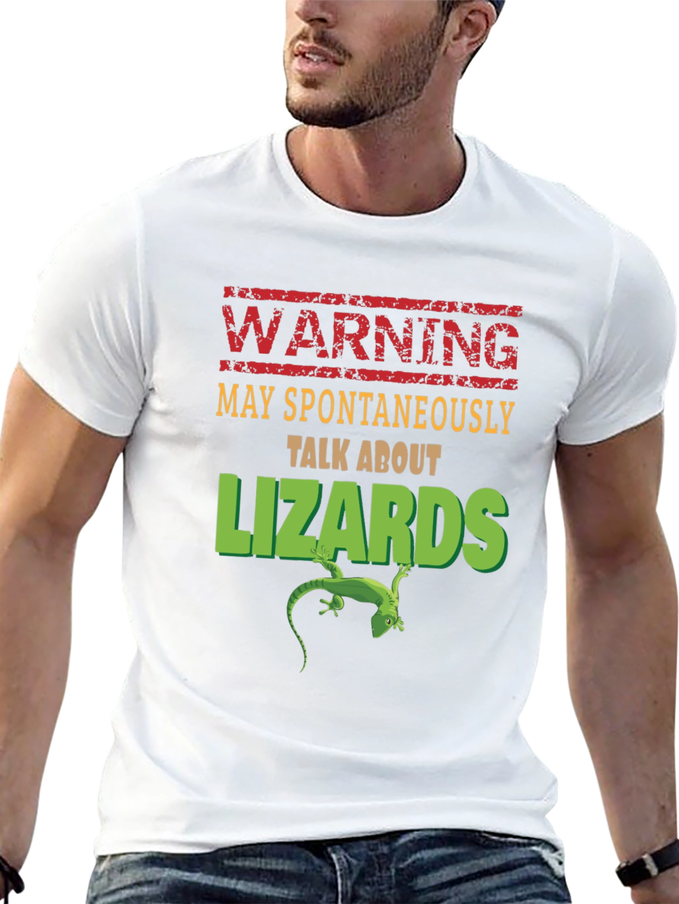 Camiseta Negra con Diseño de Advertencia de Lagartos