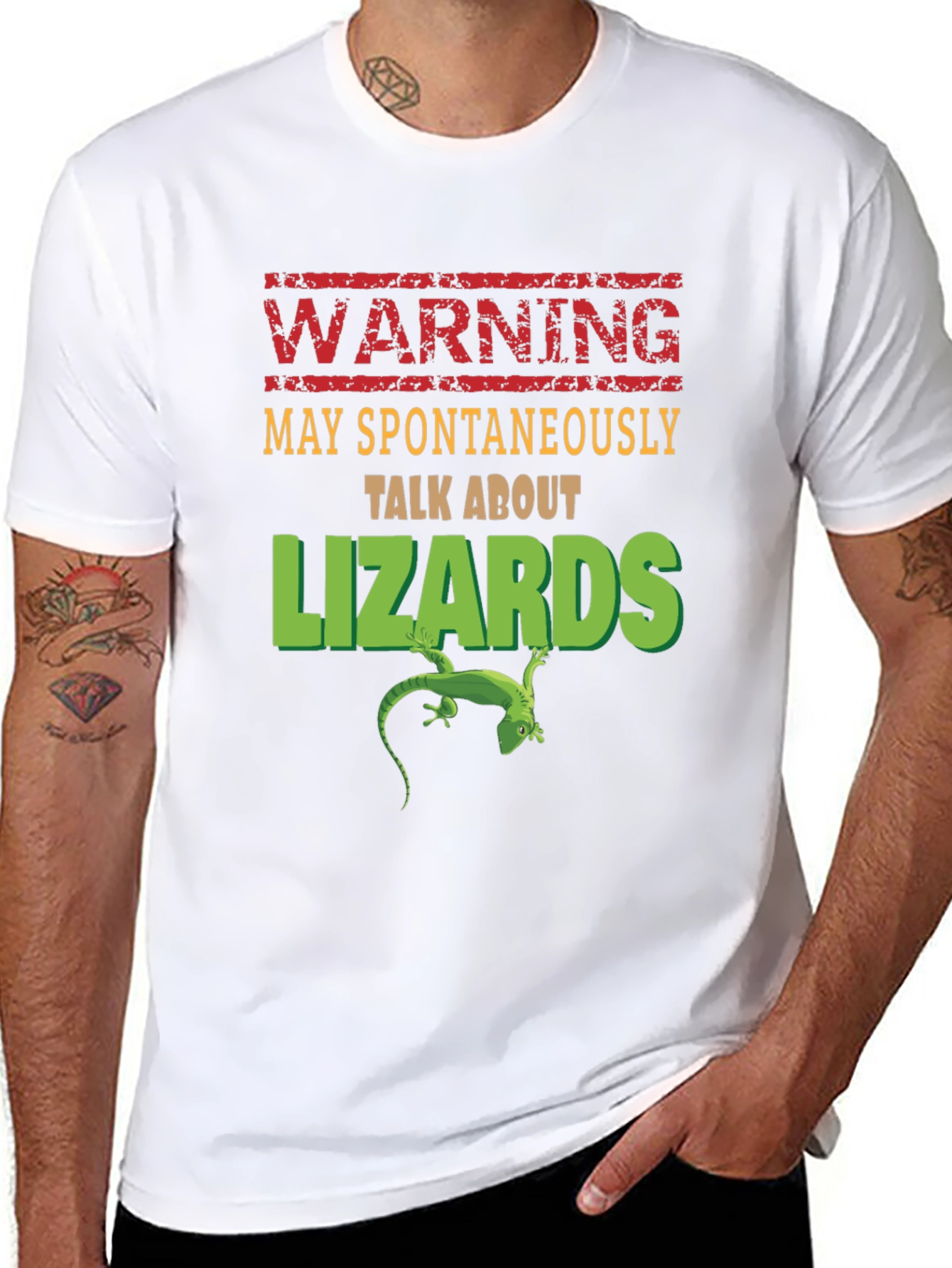 Camiseta Negra con Diseño de Advertencia de Lagartos
