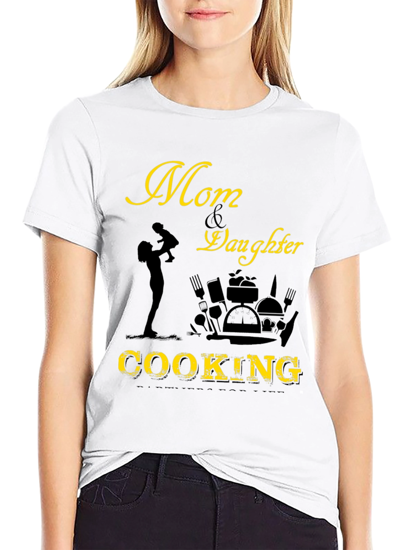 Camiseta Negra Mamá & Hija Cocinando