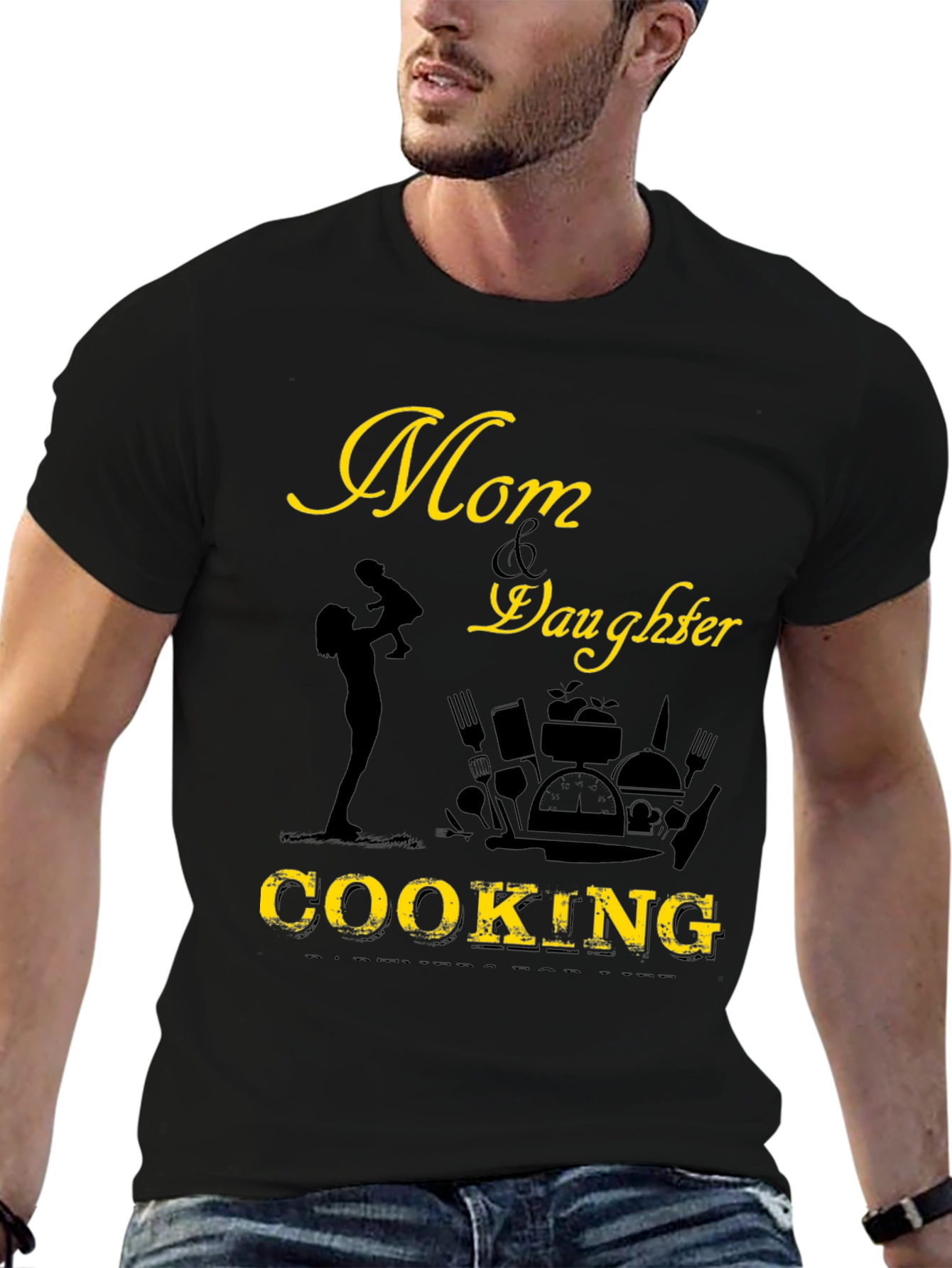 Camiseta Negra Mamá & Hija Cocinando