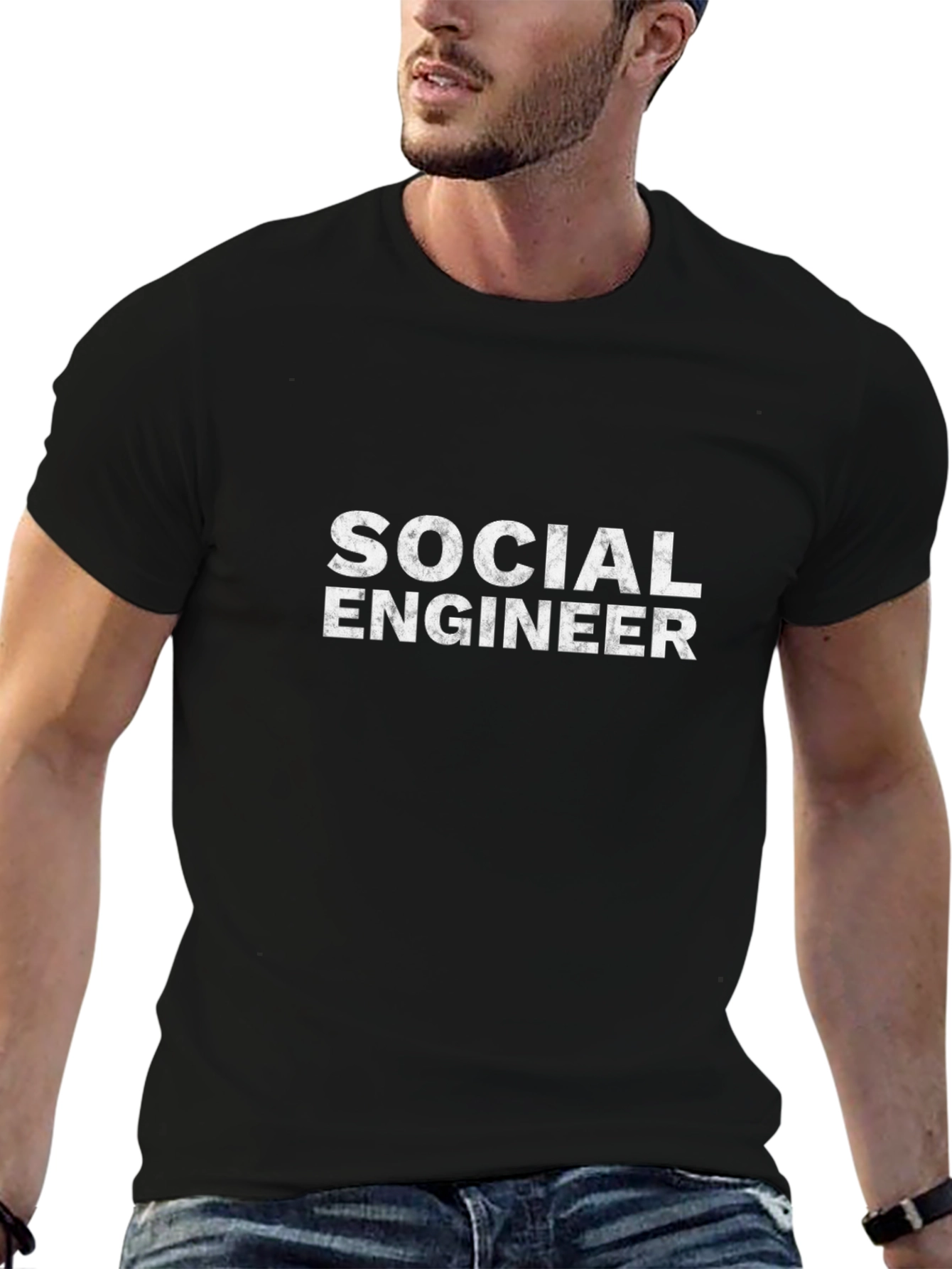 Camiseta Negra Ingeniero Social para Hombre
