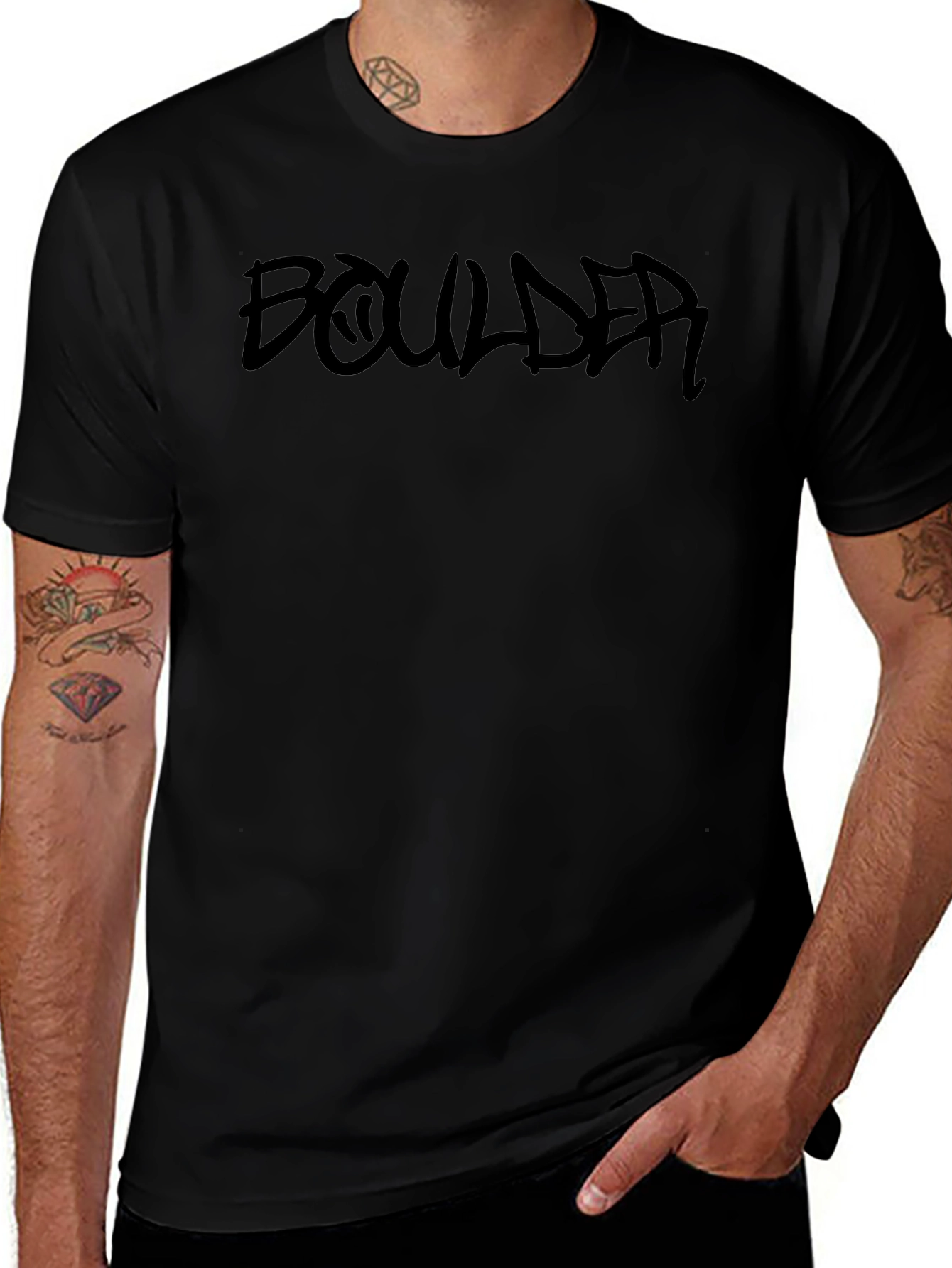 Camiseta Negra Boulder Estilo Graffiti