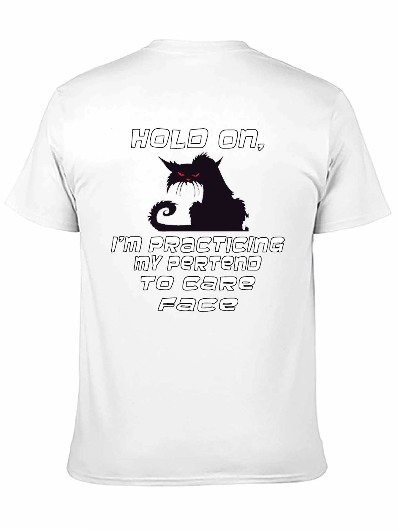 Camiseta Negra Hold On con Gato Sarcástico