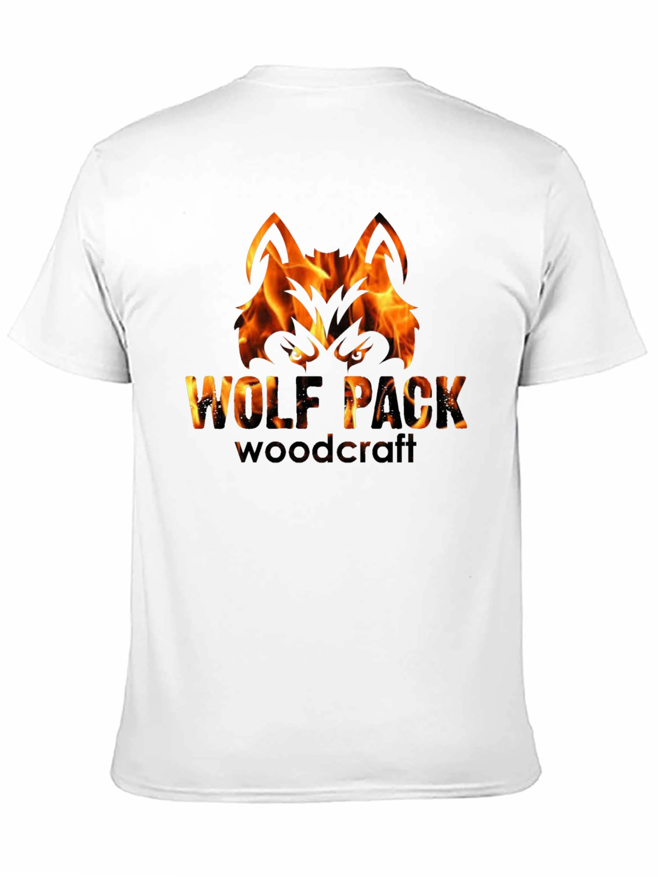 Camiseta Negra Hombre - Diseño Lobo de Fuego