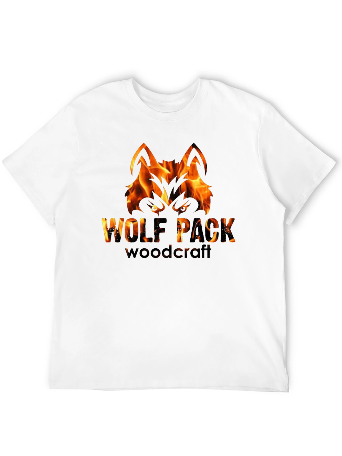 Camiseta Negra Hombre - Diseño Lobo de Fuego