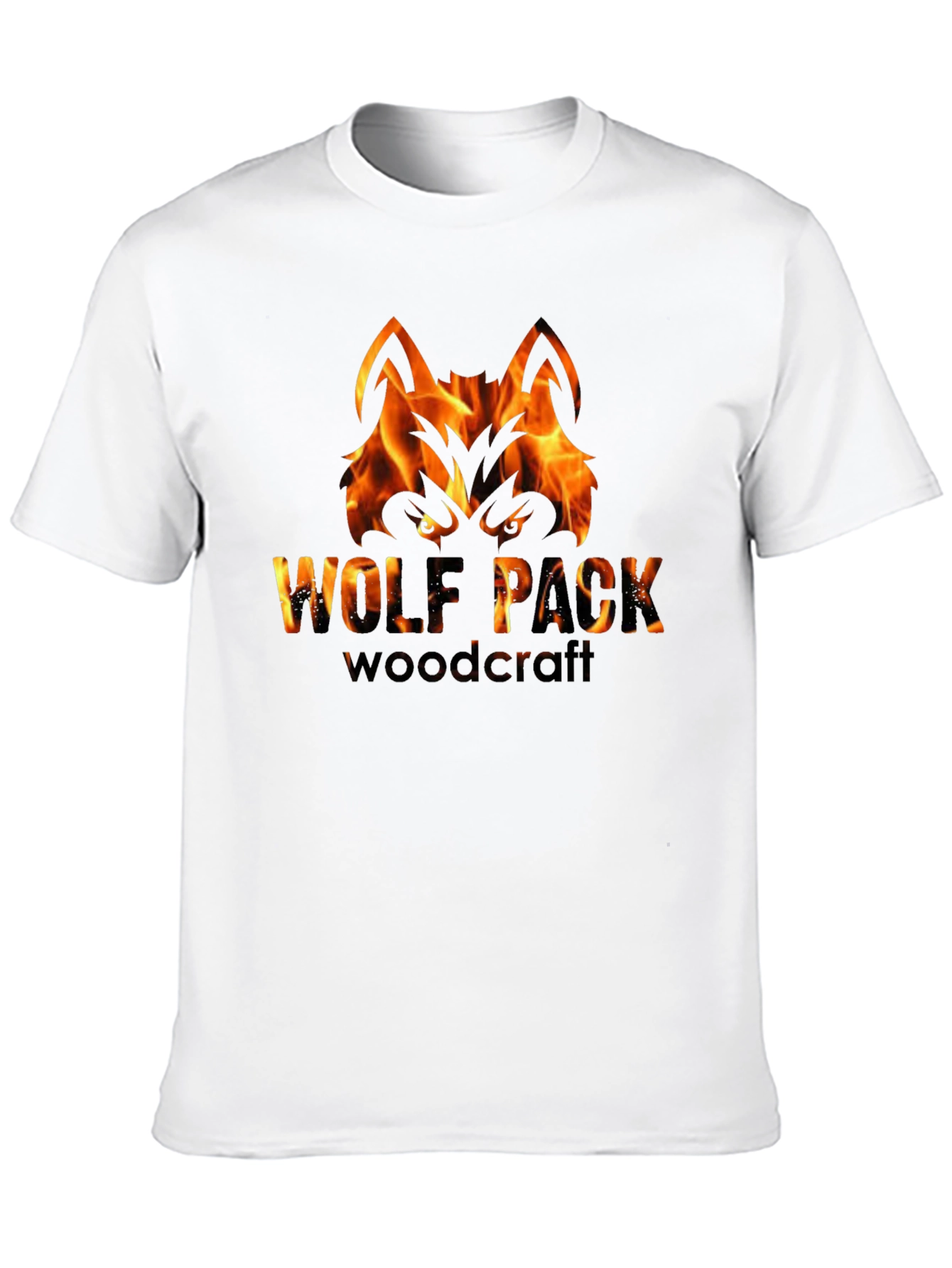 Camiseta Negra Hombre - Diseño Lobo de Fuego