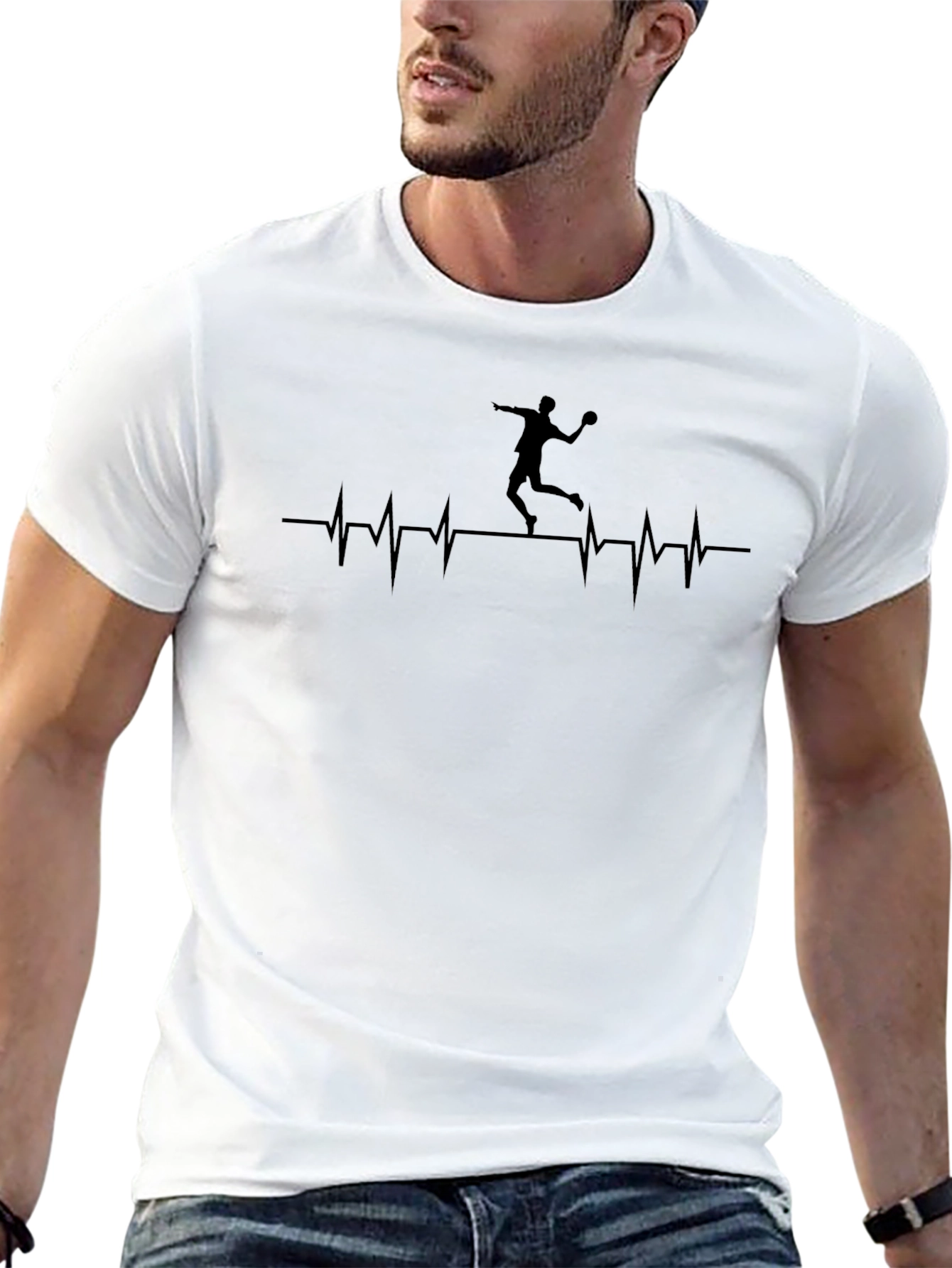 Camiseta Negra Latido Balonmano Hombre