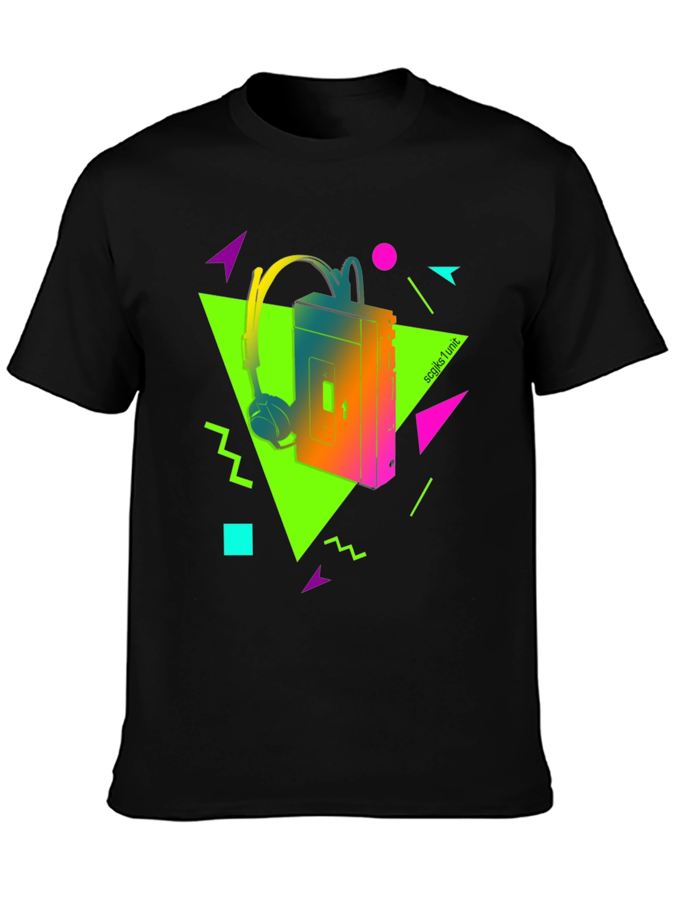 Camiseta Retro Walkman Años 80 Neón