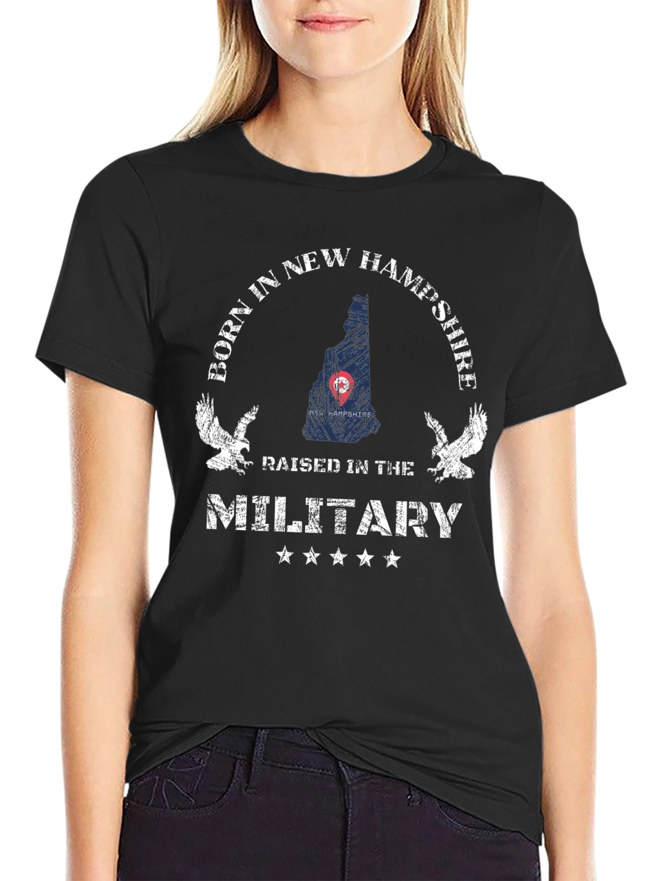 Camiseta Negra Nacido en New Hampshire