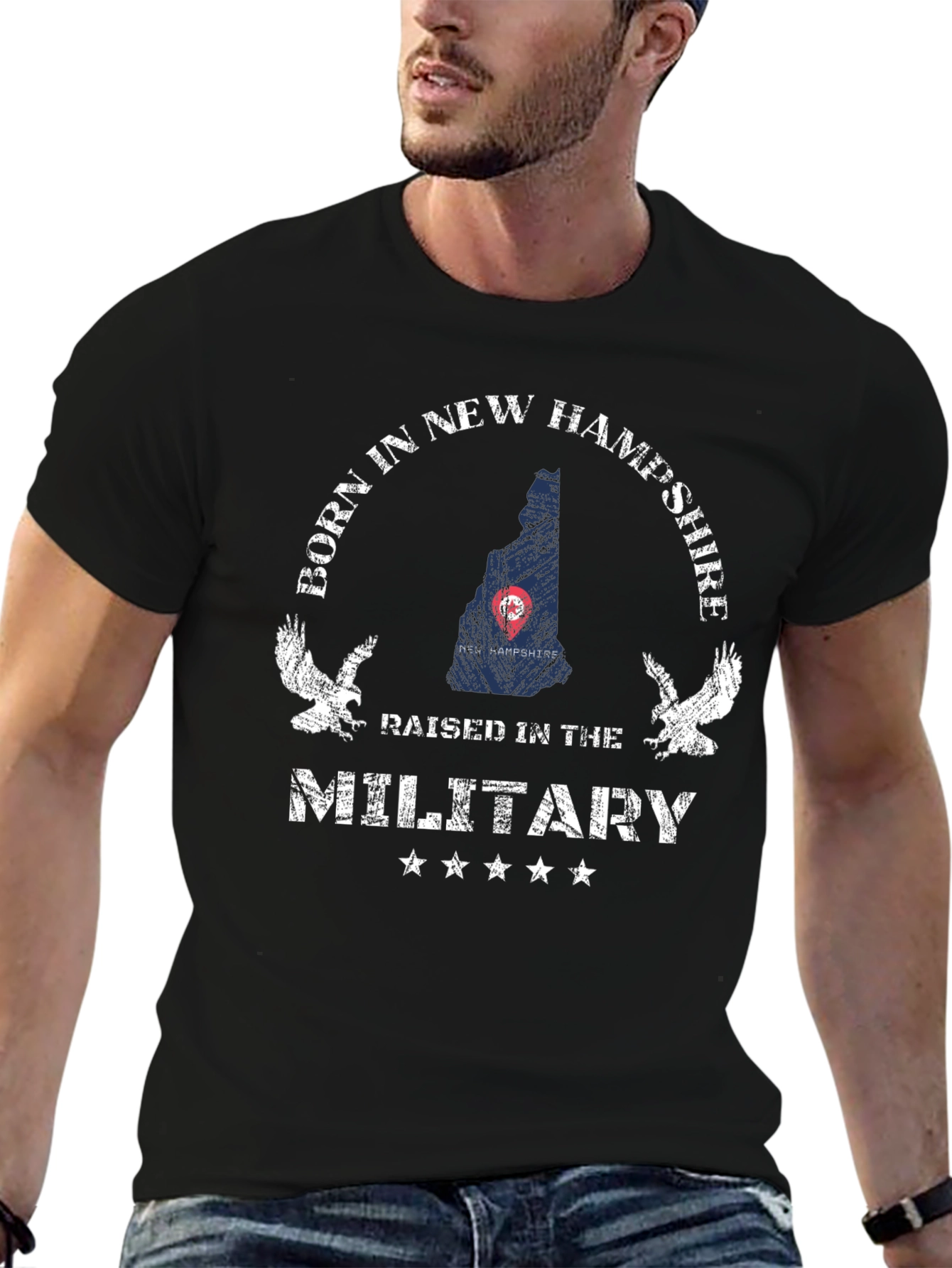 Camiseta Negra Nacido en New Hampshire