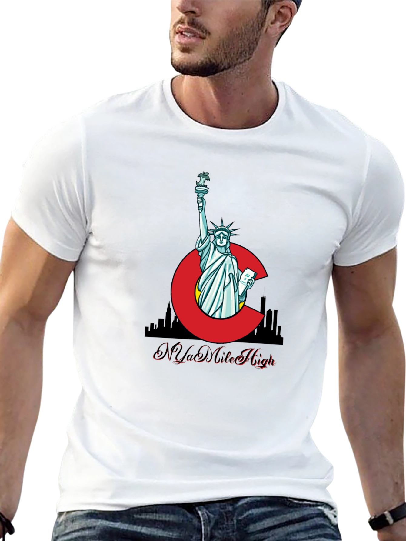 Camiseta Negra N Ya Mile High Estatua Libertad