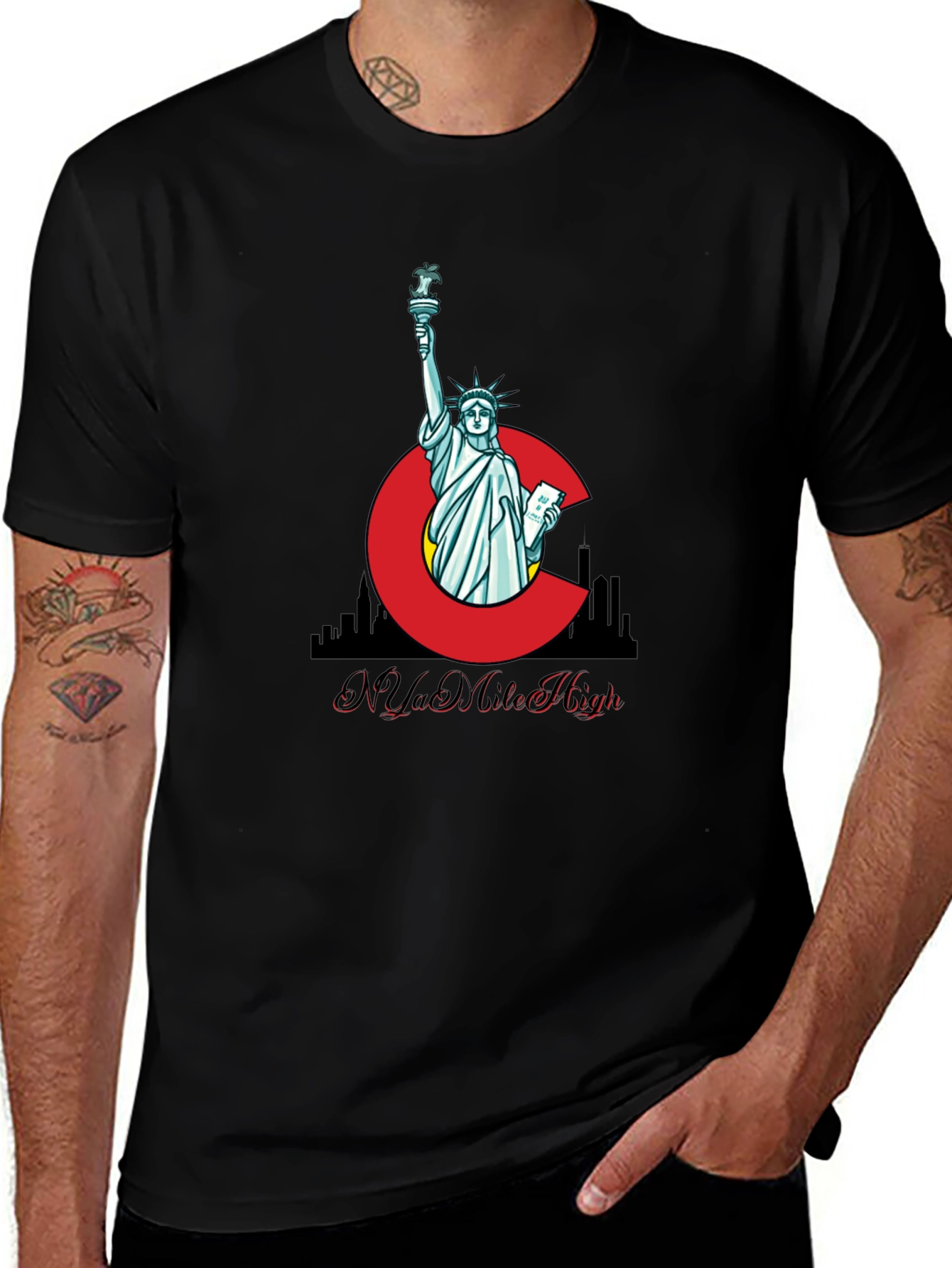 Camiseta Negra N Ya Mile High Estatua Libertad