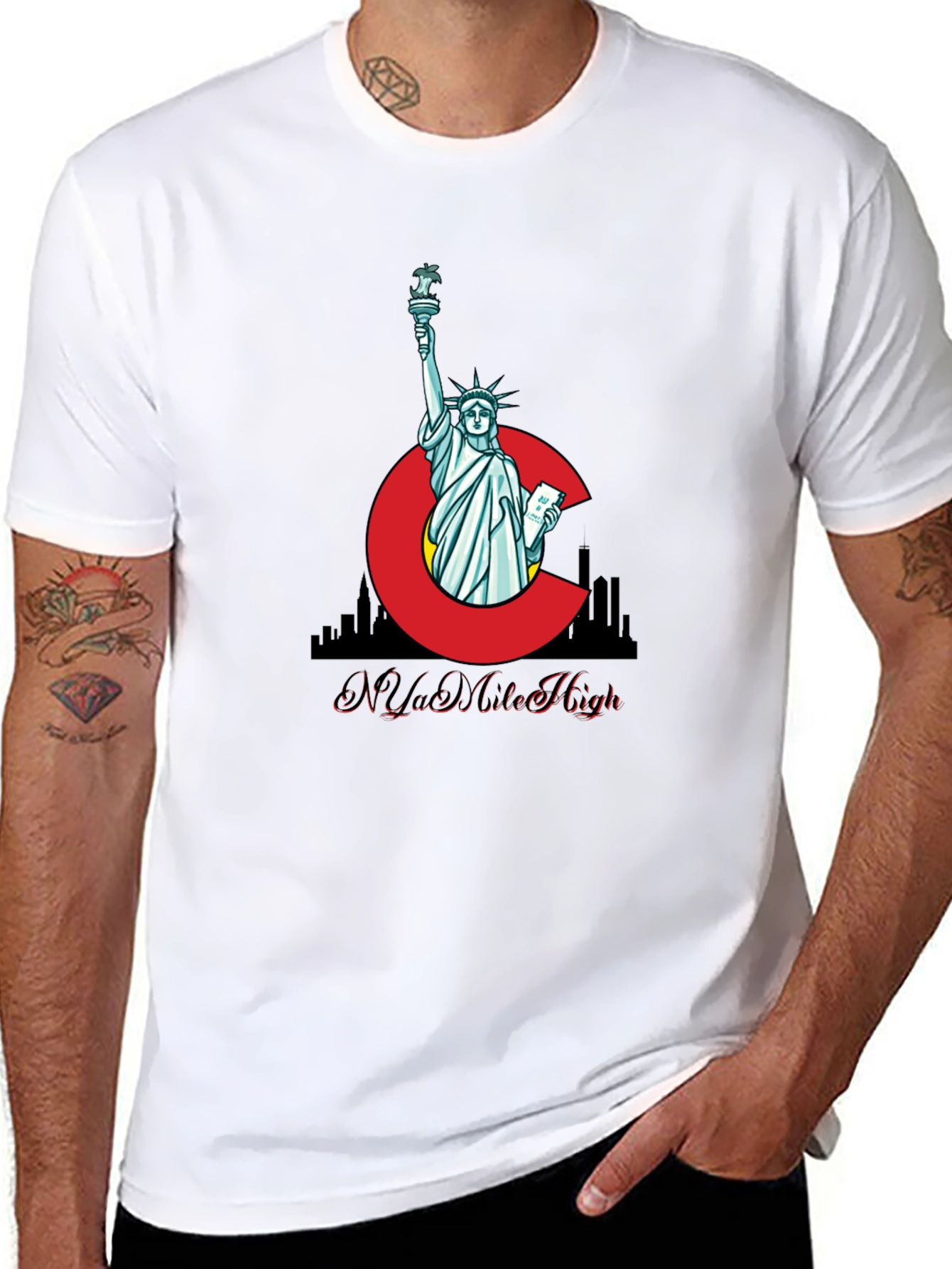 Camiseta Negra N Ya Mile High Estatua Libertad