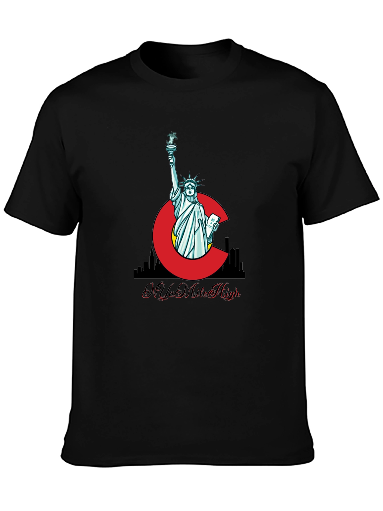 Camiseta Negra N Ya Mile High Estatua Libertad