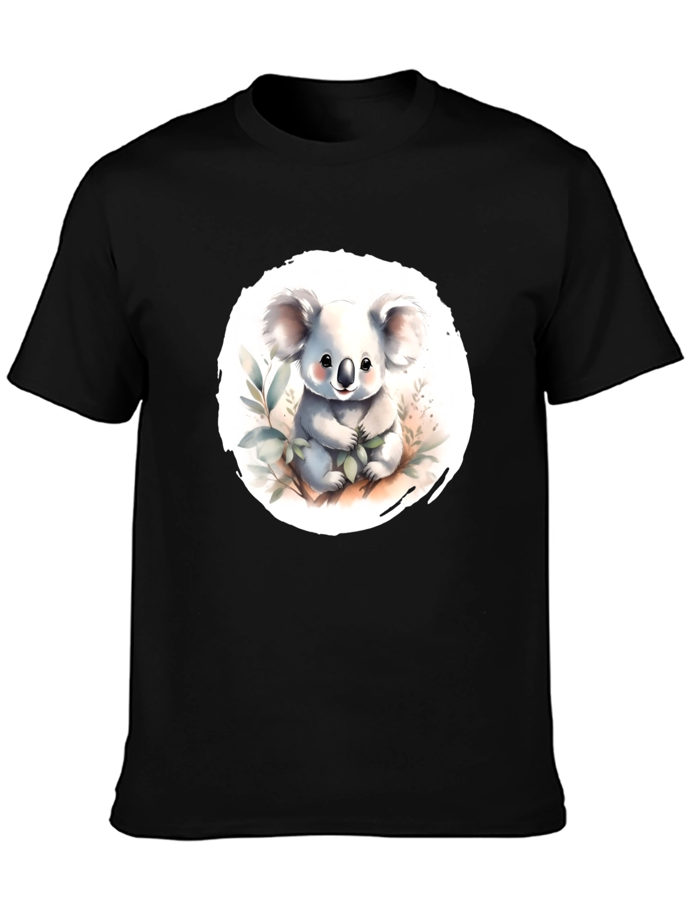 Camiseta Negra con Adorable Koala de Dibujos Animados