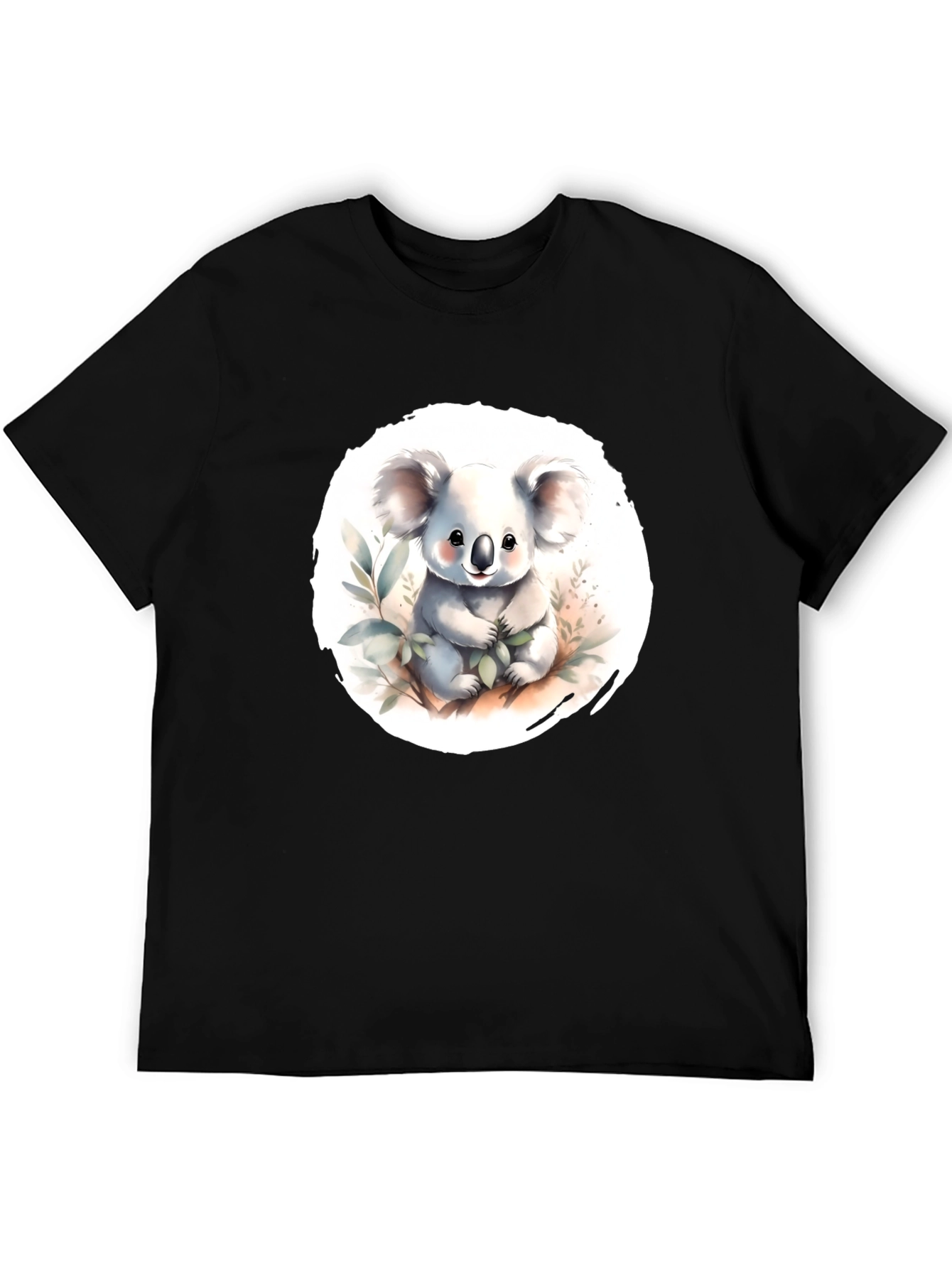 Camiseta Negra con Adorable Koala de Dibujos Animados