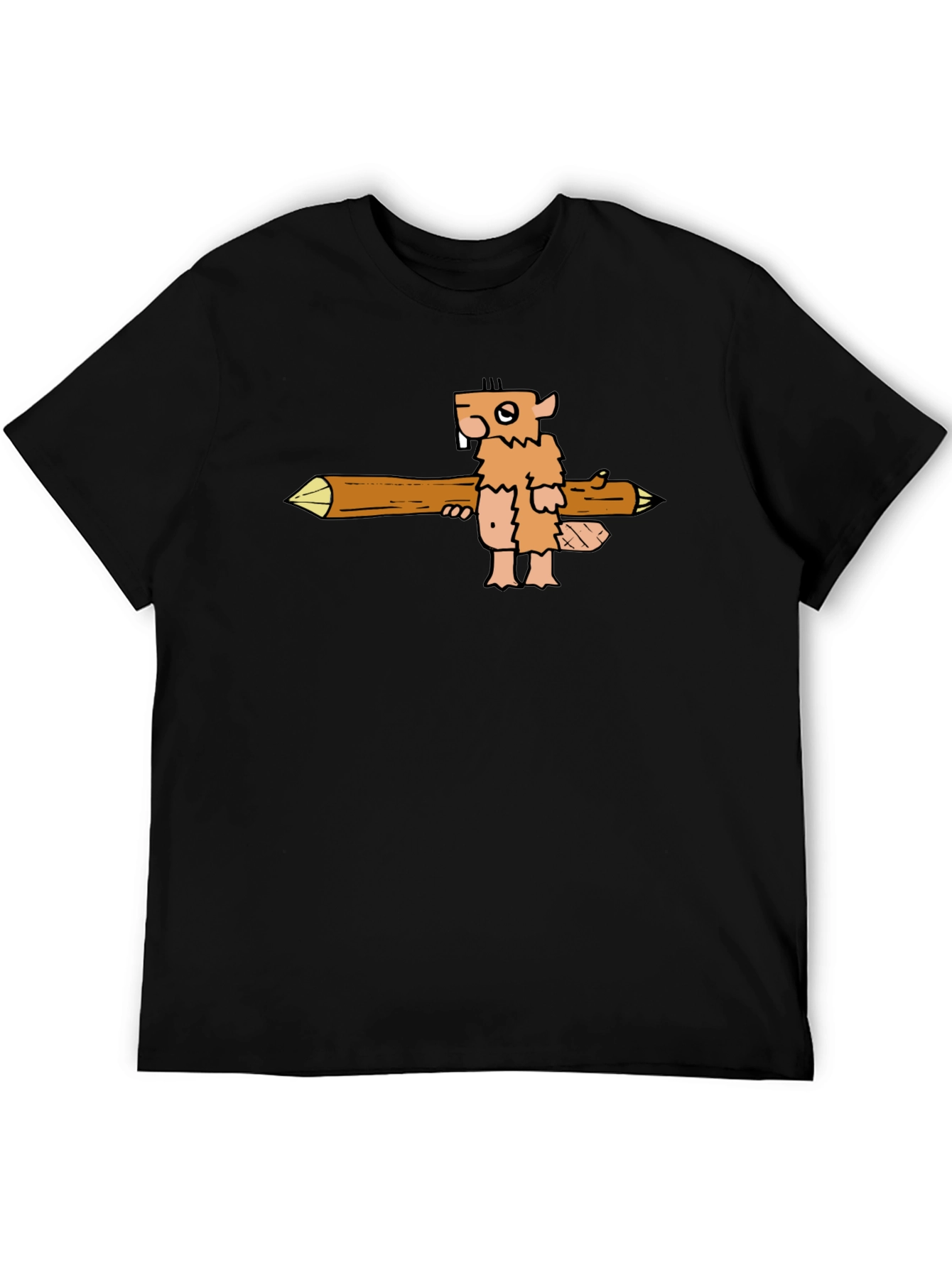 Camiseta Negra con Diseño de Castor Leñador