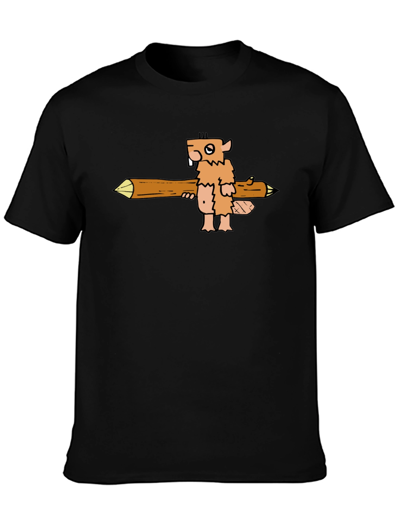 Camiseta Negra con Diseño de Castor Leñador