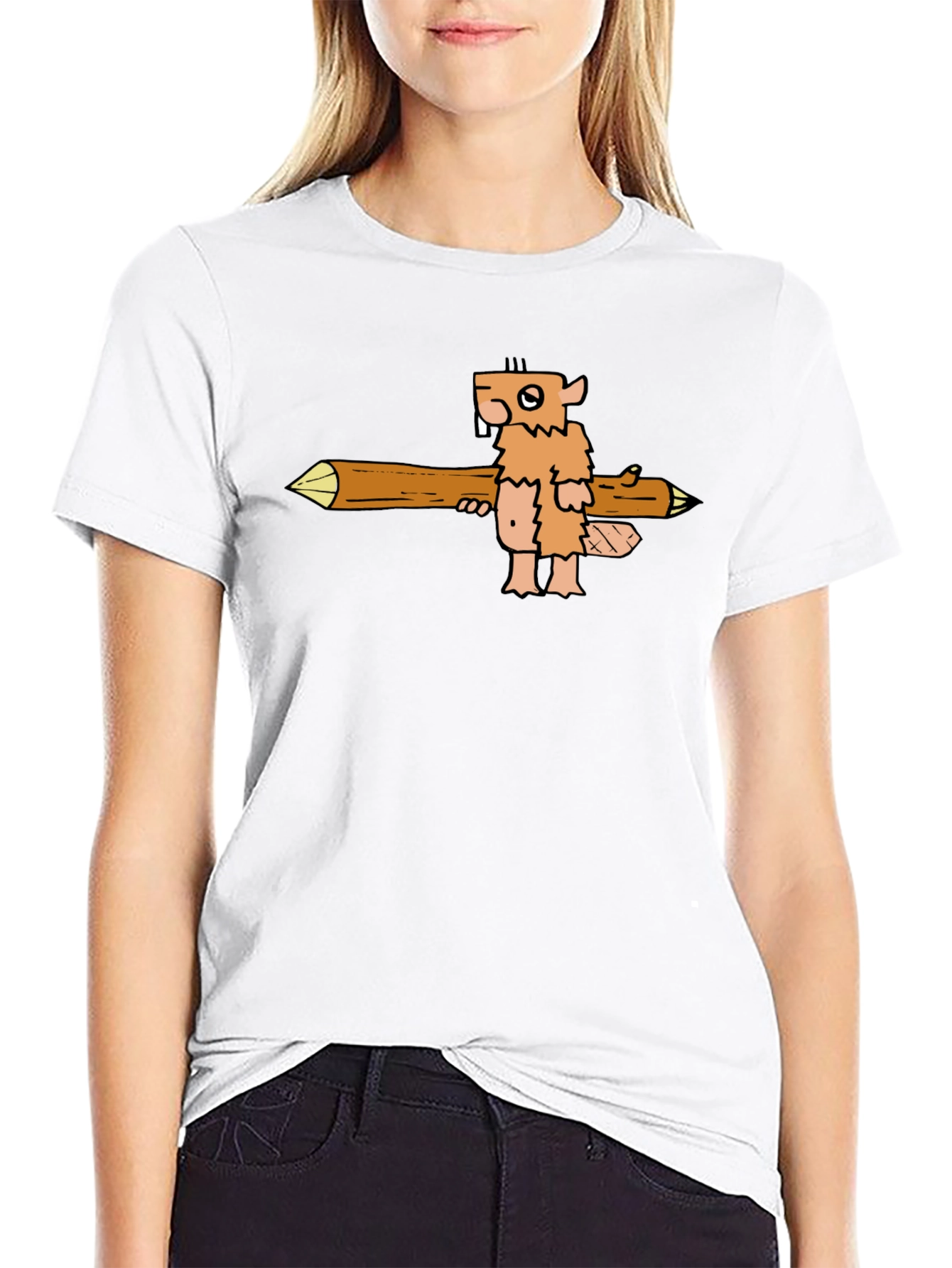Camiseta Negra con Diseño de Castor Leñador