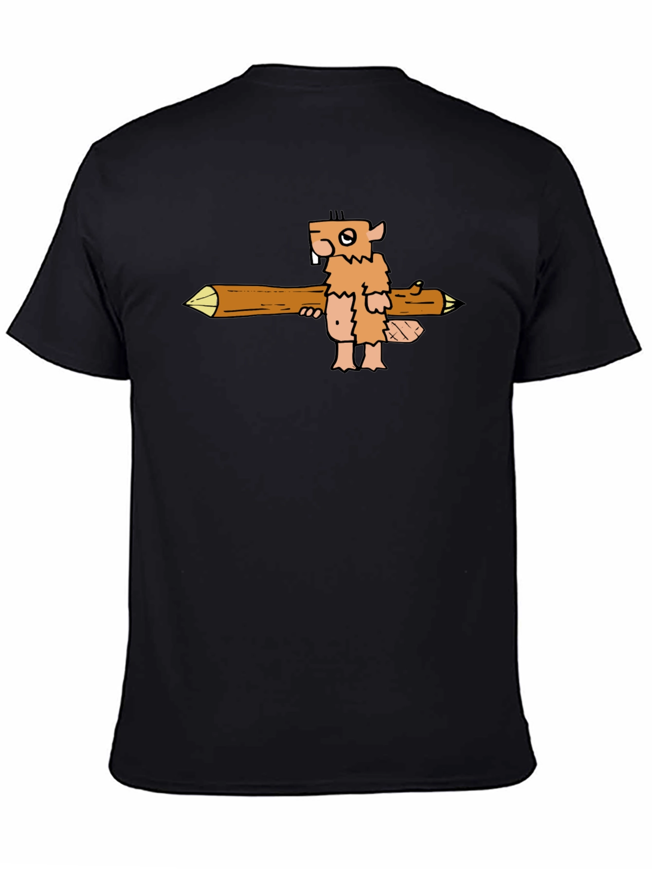 Camiseta Negra con Diseño de Castor Leñador