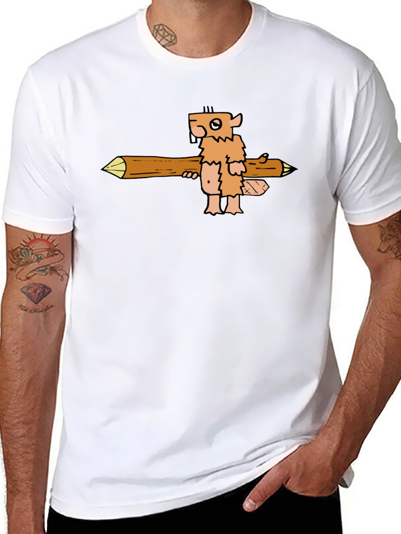 Camiseta Negra con Diseño de Castor Leñador