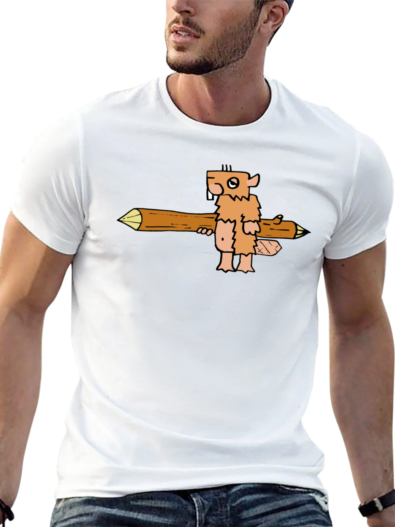 Camiseta Negra con Diseño de Castor Leñador