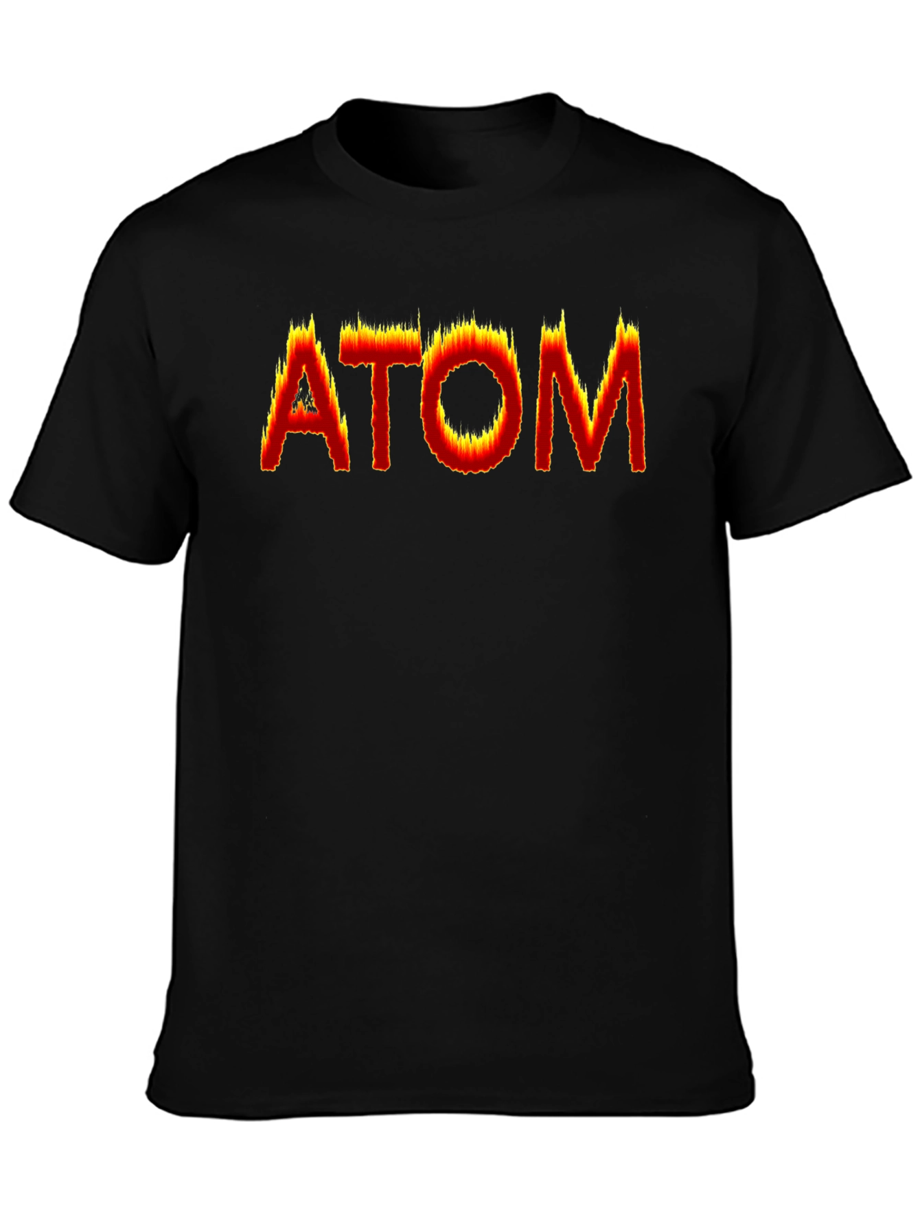 Camiseta Negra ATOM en llamas - Diseño Único