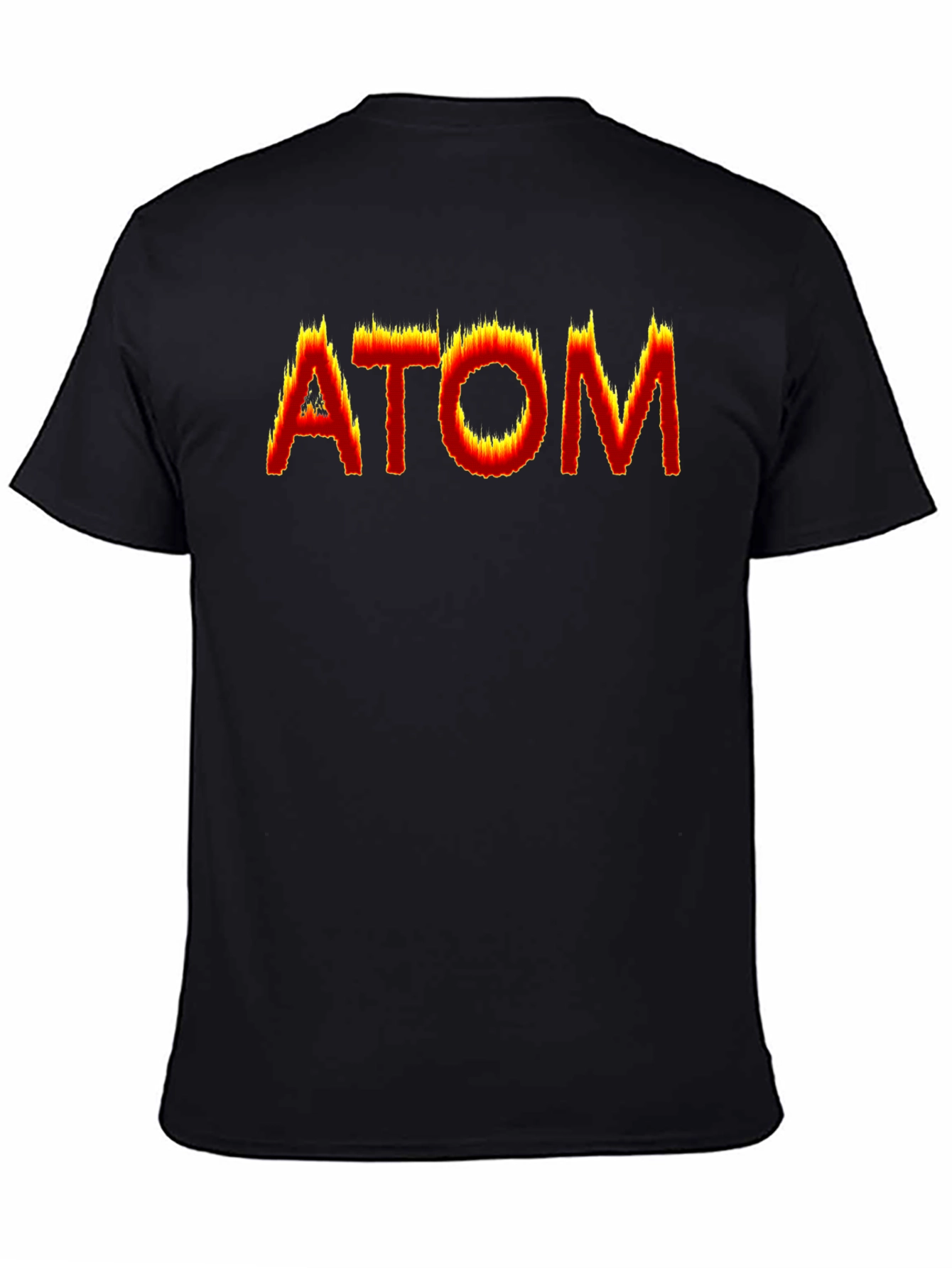 Camiseta Negra ATOM en llamas - Diseño Único