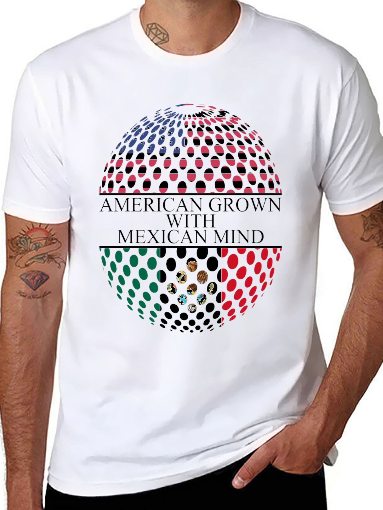 Camiseta Hombre: American Grown Mexican Mind