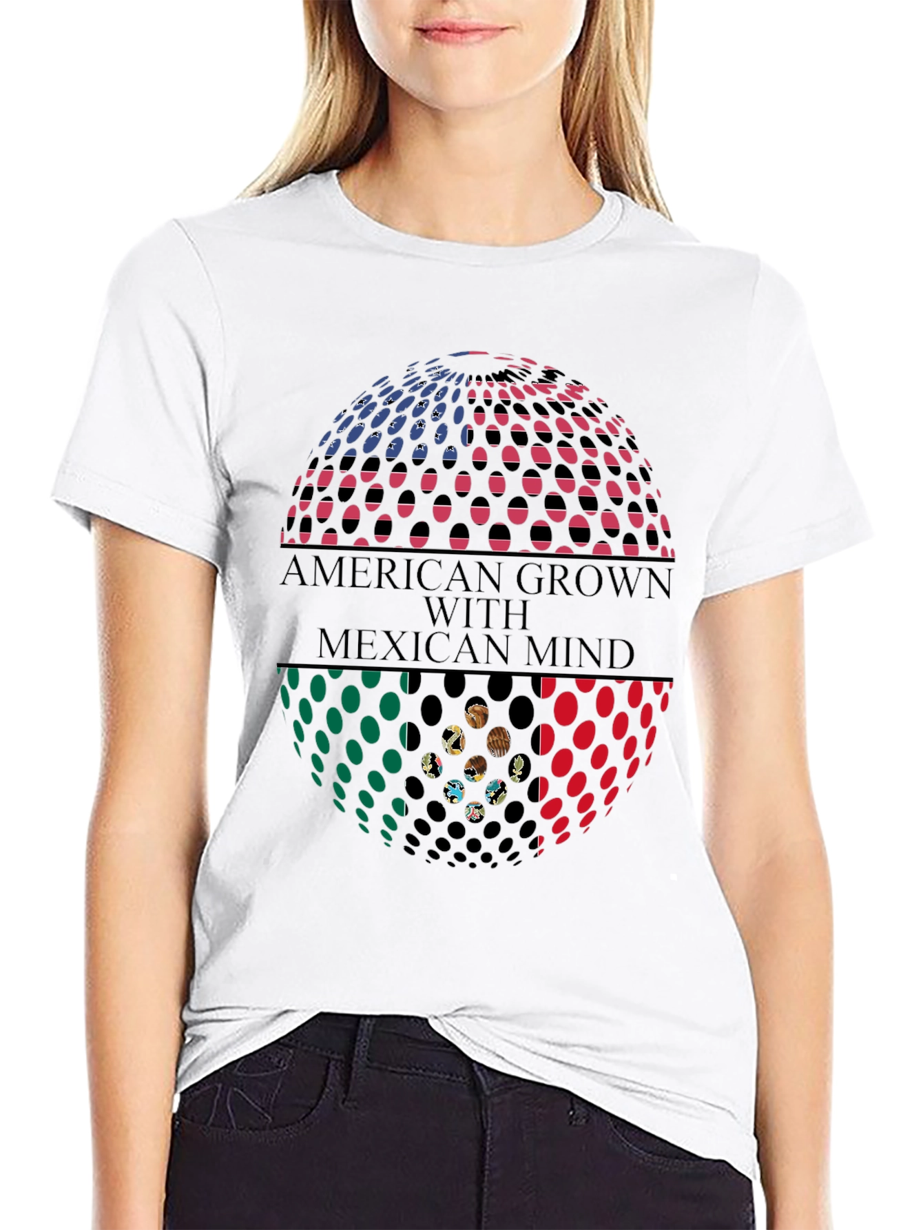 Camiseta Hombre: American Grown Mexican Mind