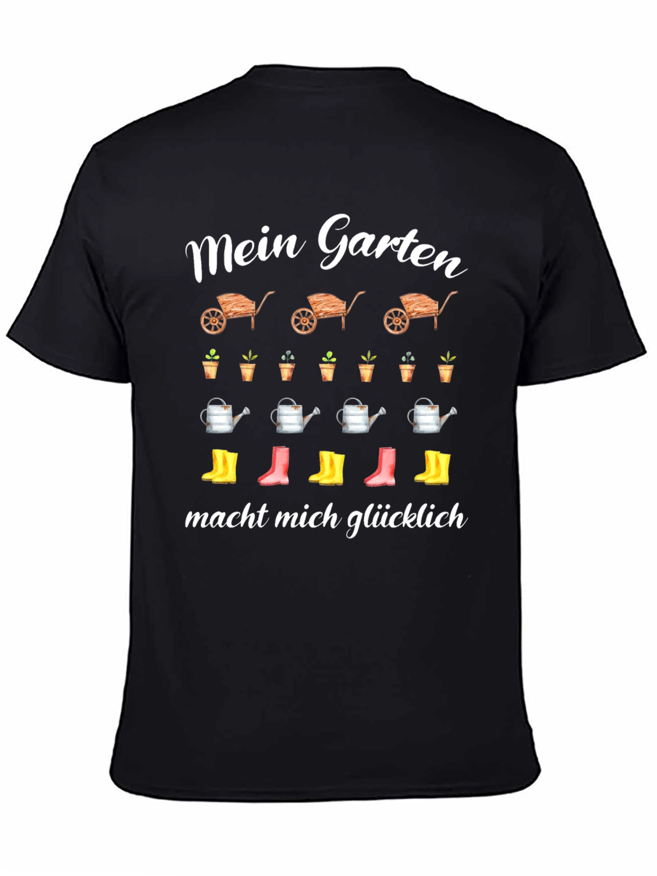 Camiseta Negra Jardín Feliz