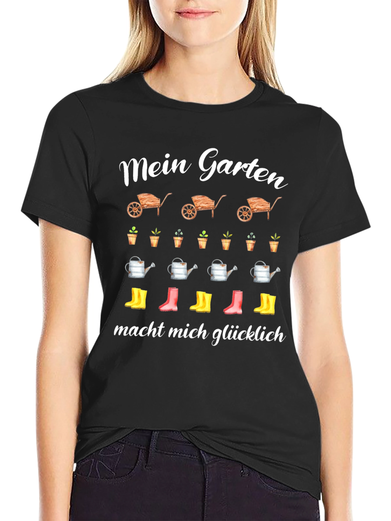 Camiseta Negra Jardín Feliz